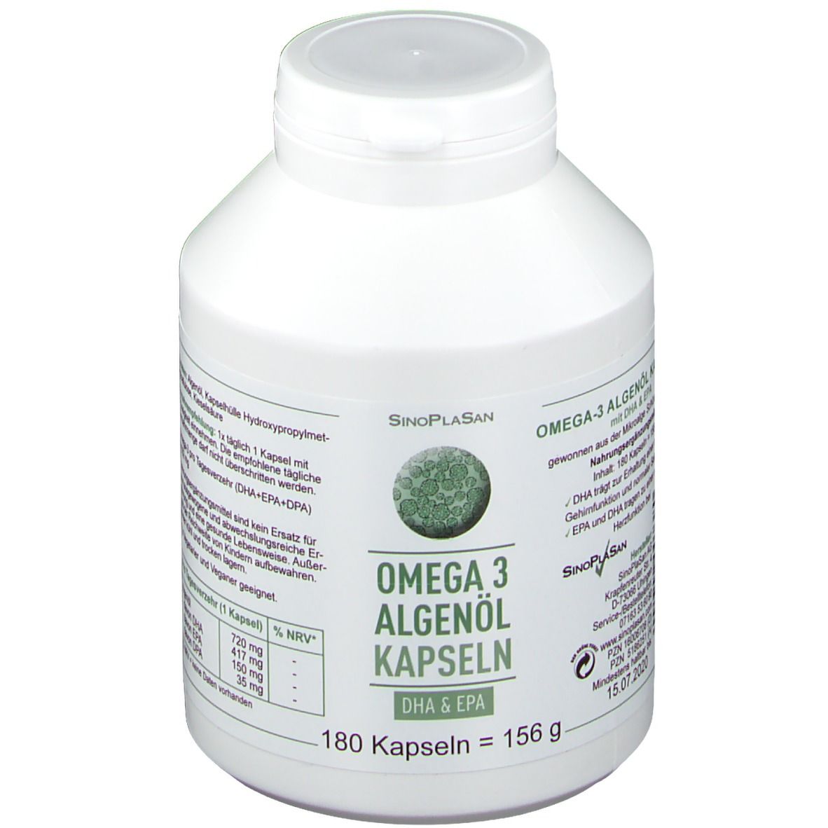 SinoPlaSan Omega 3 Algenöl DHA EPA 180 St - Redcare Apotheke