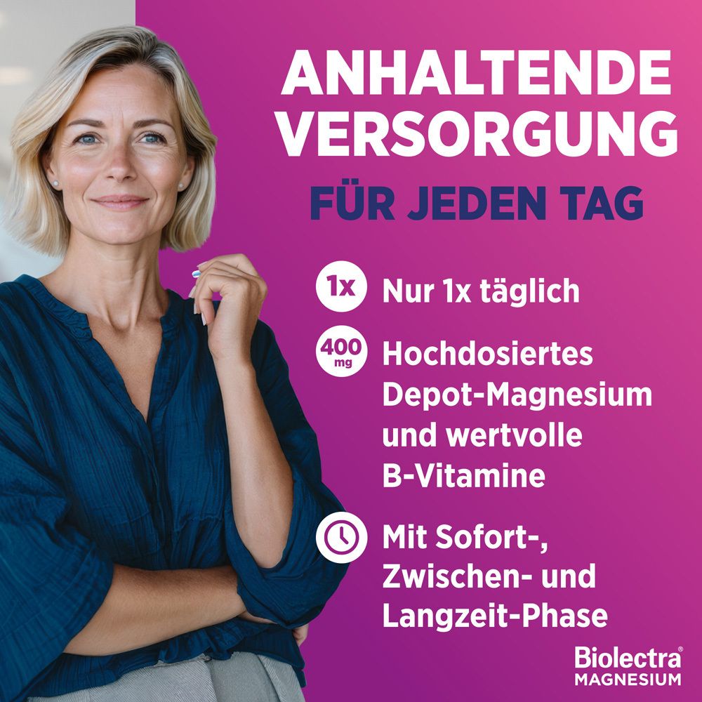 Frau hält Tablette. Text: 1 x täglich - ohne Zucker & Süßungsmittel.