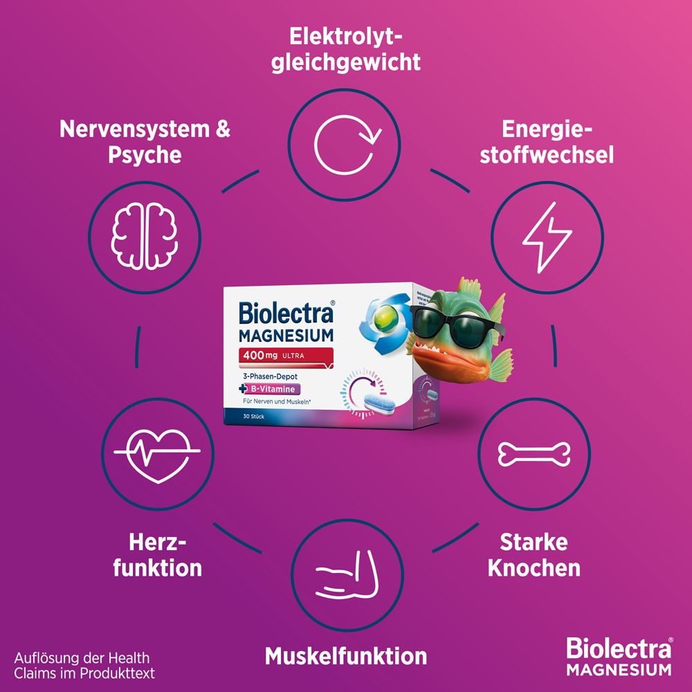 Mann am Laptop. Text: Für eine sofortige und langanhaltende Magnesium-Versorgung.