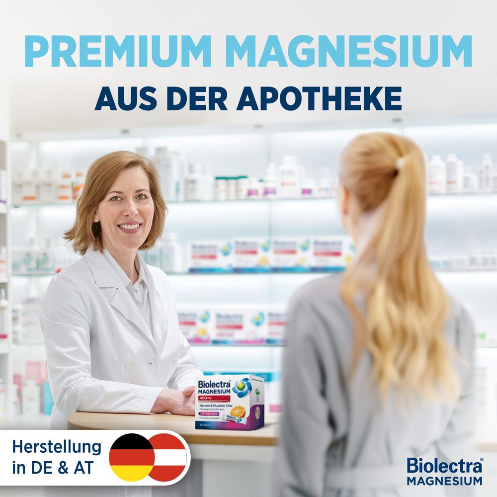 Frau lächelt. Text: Mach' dich locker. Mit starken Nerven für das nächste Meeting.
