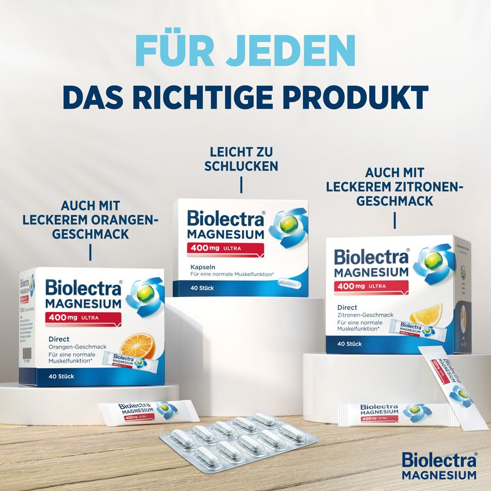 Apothekerin mit Biolectra Magnesium. Text: Premium-Magnesium aus der Apotheke.