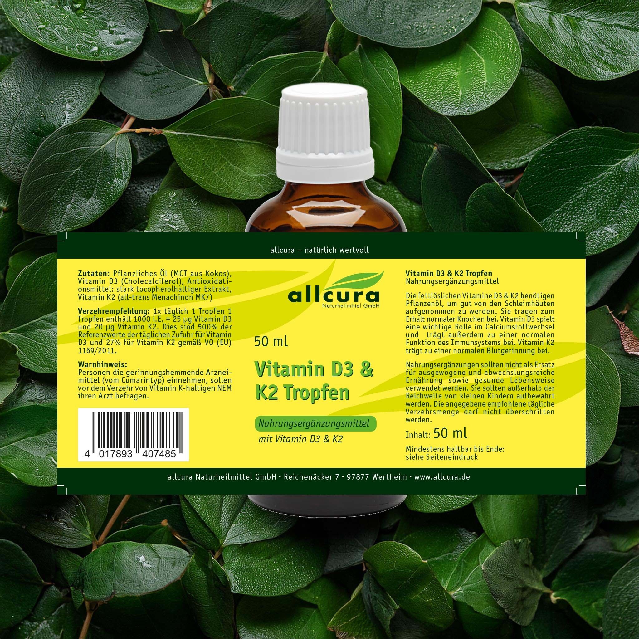 Flacon devant fond vert. Étiquette avec ingrédients, dosage, avertissements et durée de conservation minimale.