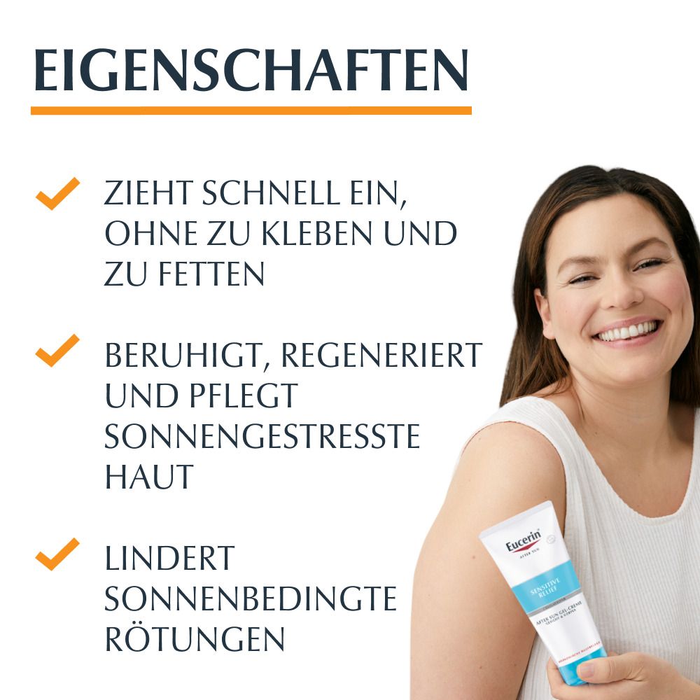 Eucerin® After Sun Sensitive Relief Gel-Creme – Ultraleichte und kühlende Apres Sun Pflege für Körper und Gesicht