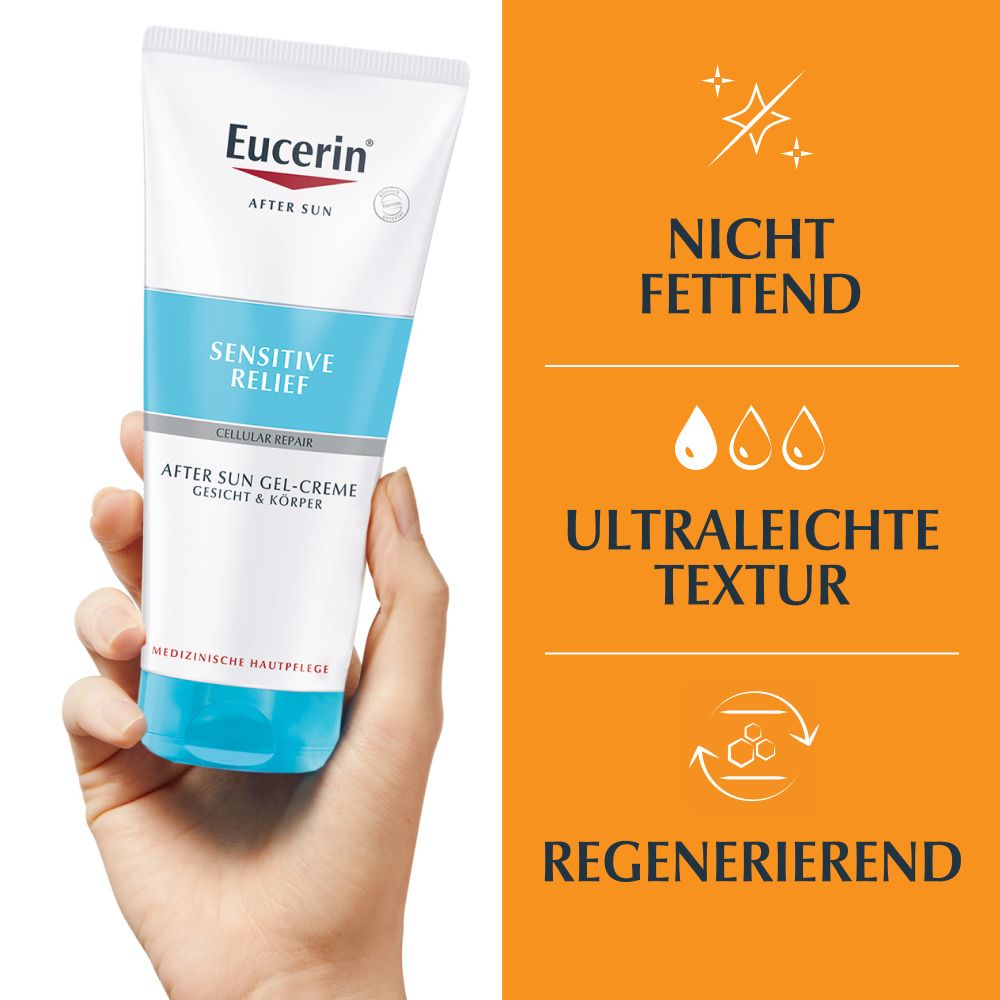 Eucerin® After Sun Sensitive Relief Gel-Creme – Ultraleichte und kühlende Apres Sun Pflege für Körper und Gesicht