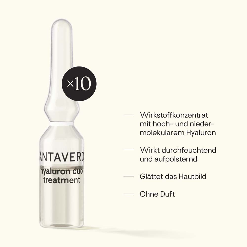 Ampoule avec impression SANTAVERDE. Texte: hyaluron duo treatment. x10.