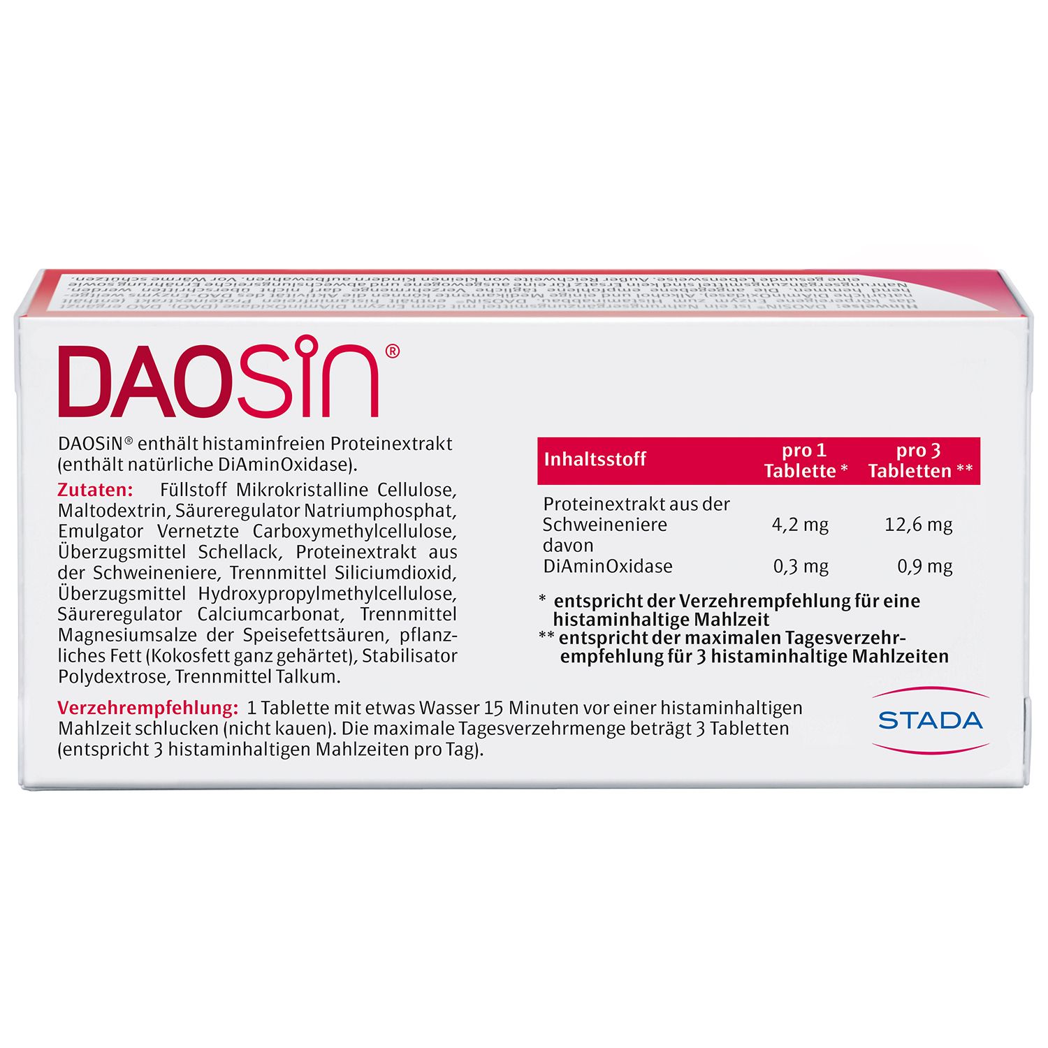 DAOSiN® Tabletten zur Ergänzung des körpereigenen DAO-Enzyms zum Histaminabbau aus der Nahrung