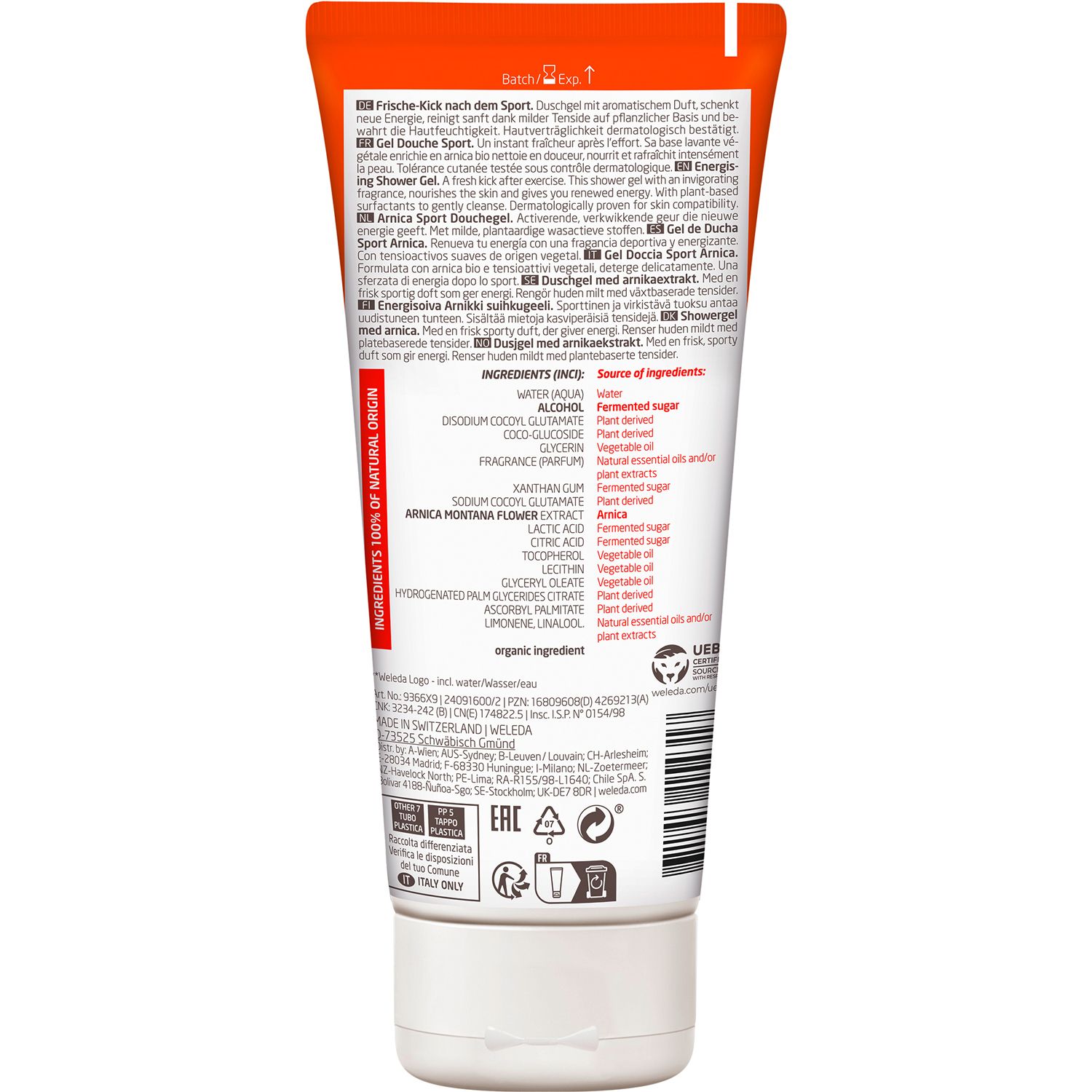 SPORT Gel douche pied fraîcheur Arnica