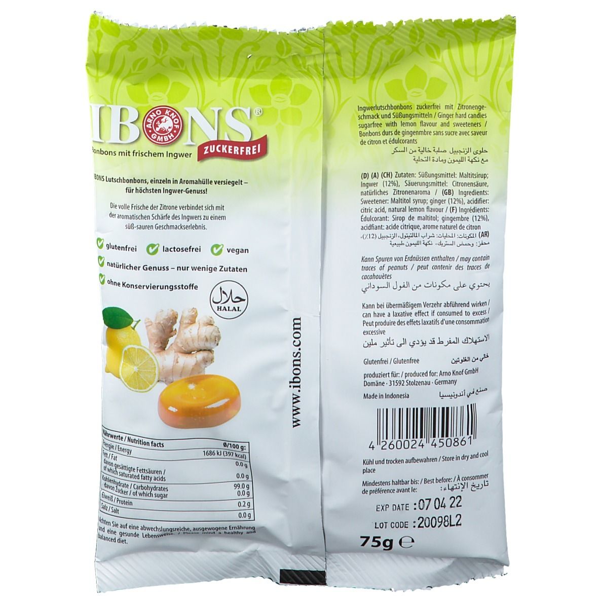IBONS® Ingwer-Zitrone zuckerfrei