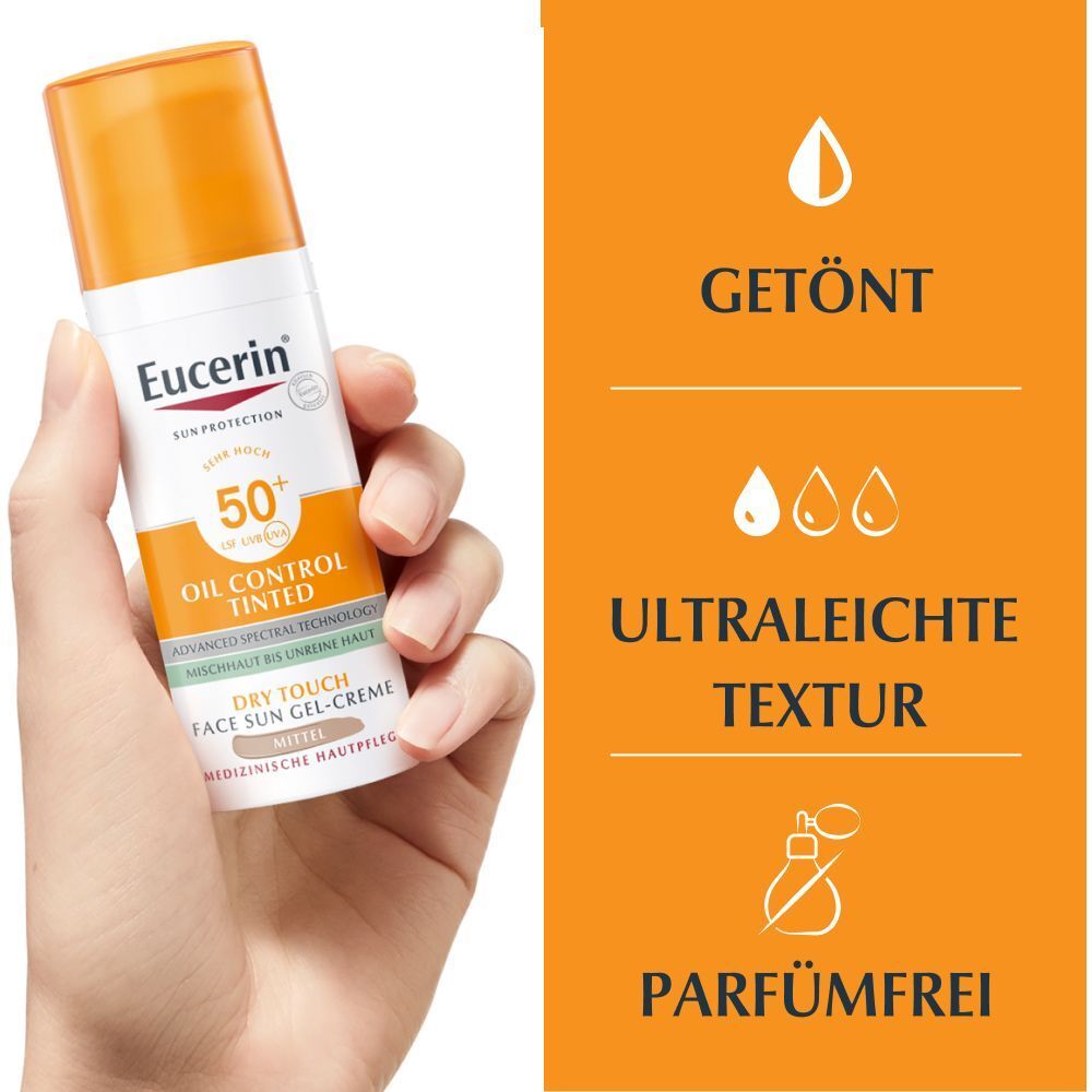 Eucerin®  Oil Control Tinted Face Sun Gel-Crème SPF 50+ Moyen