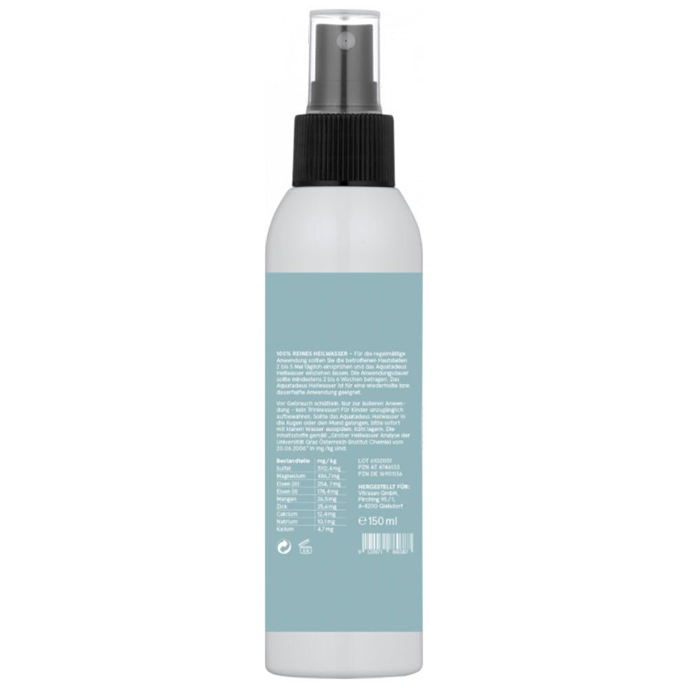 Rückseite der Sprühflasche. Text in deutscher Sprache. Inhaltsstoffe und Informationen.