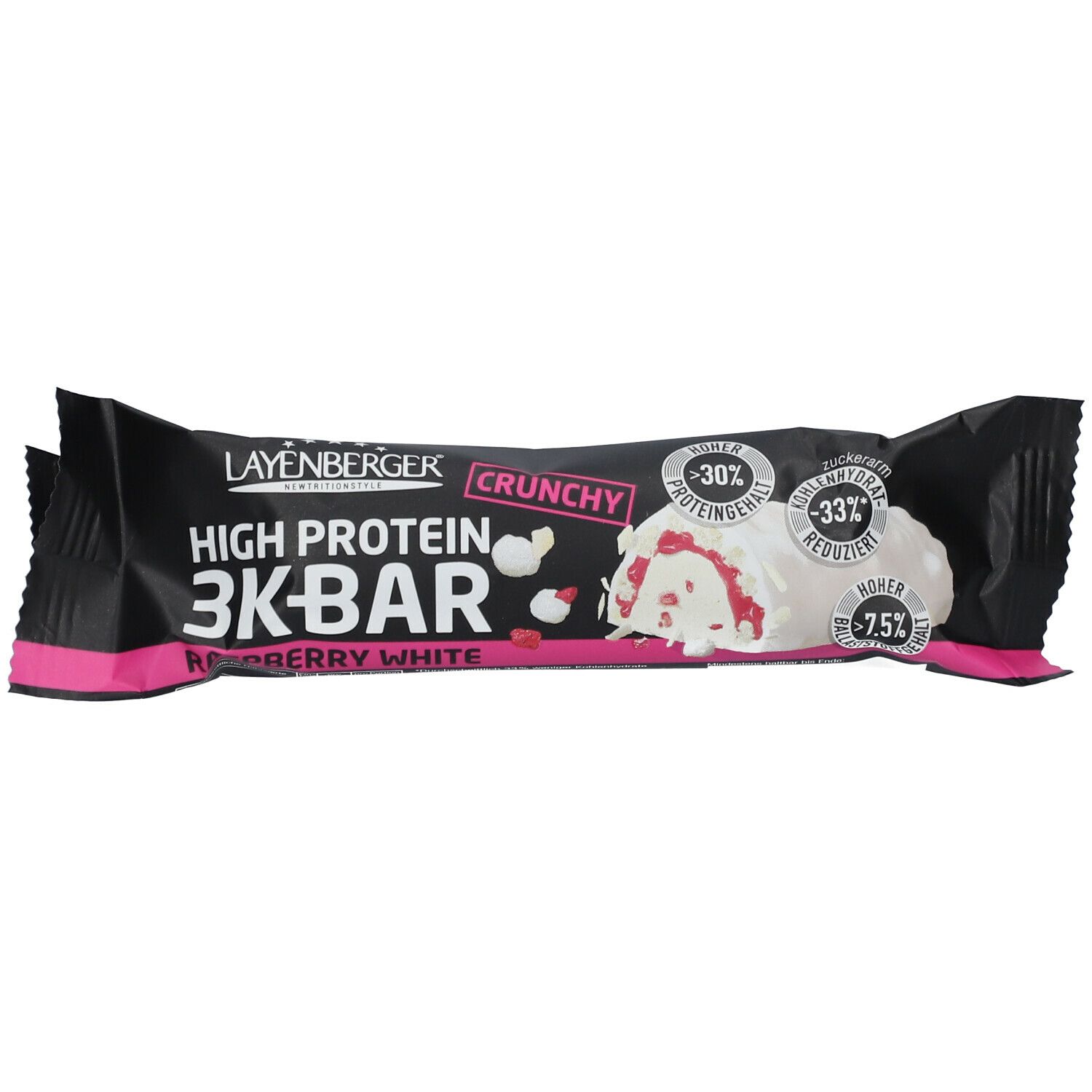 LAYENBERGER® Barres hyperprotéinées crunchy framboise chocolat blanc