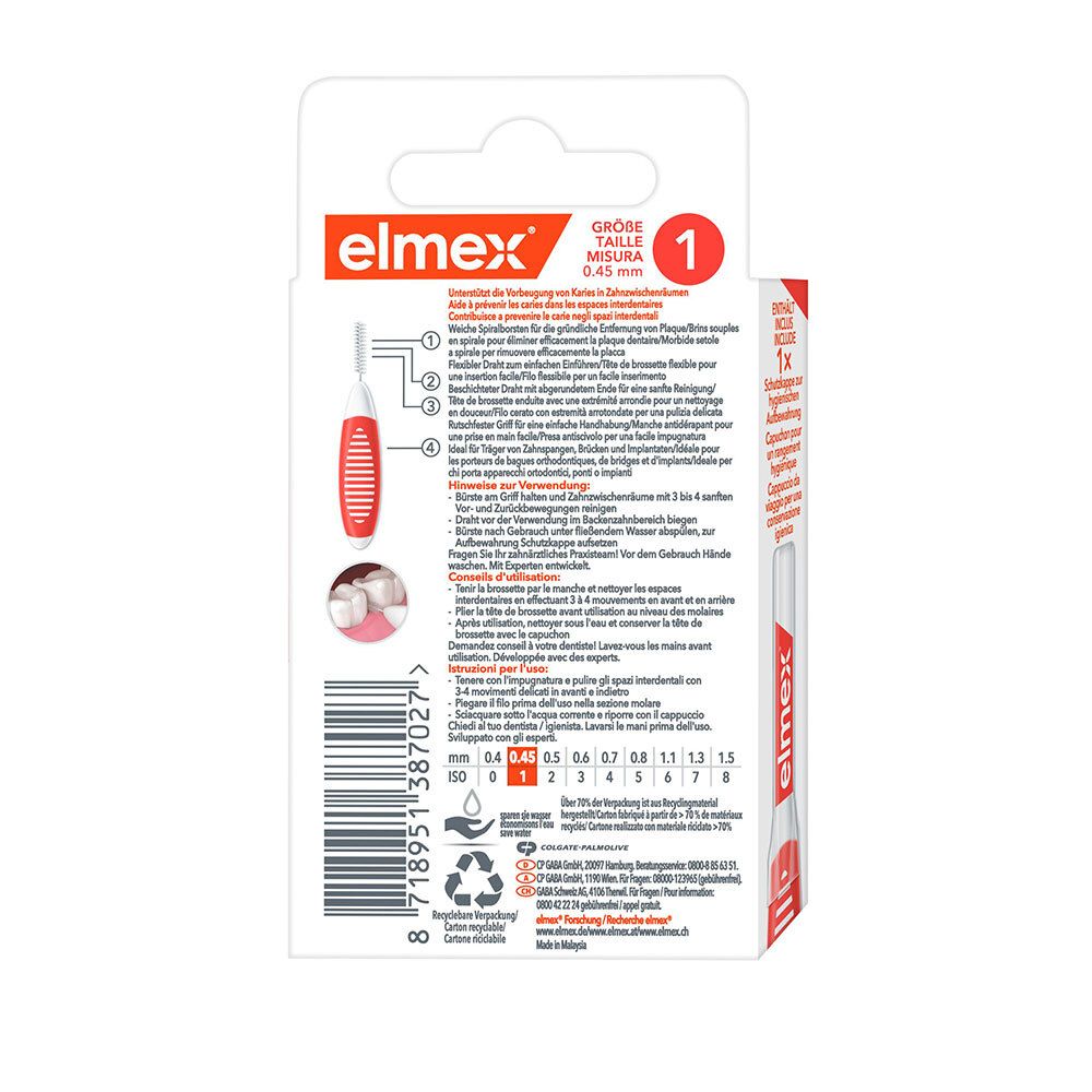 elmex Interdentalbürsten orange, Größe 1, 0,45 mm