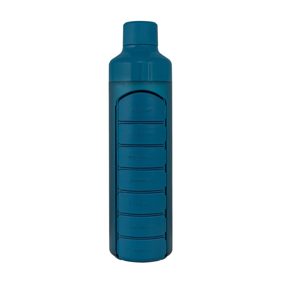 YOS Bottle avec distributeur de comprimés 7 jours bleu