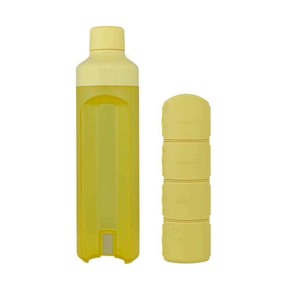 YOS Bottle mit Tabletten-Spender 1 Tag gelb
