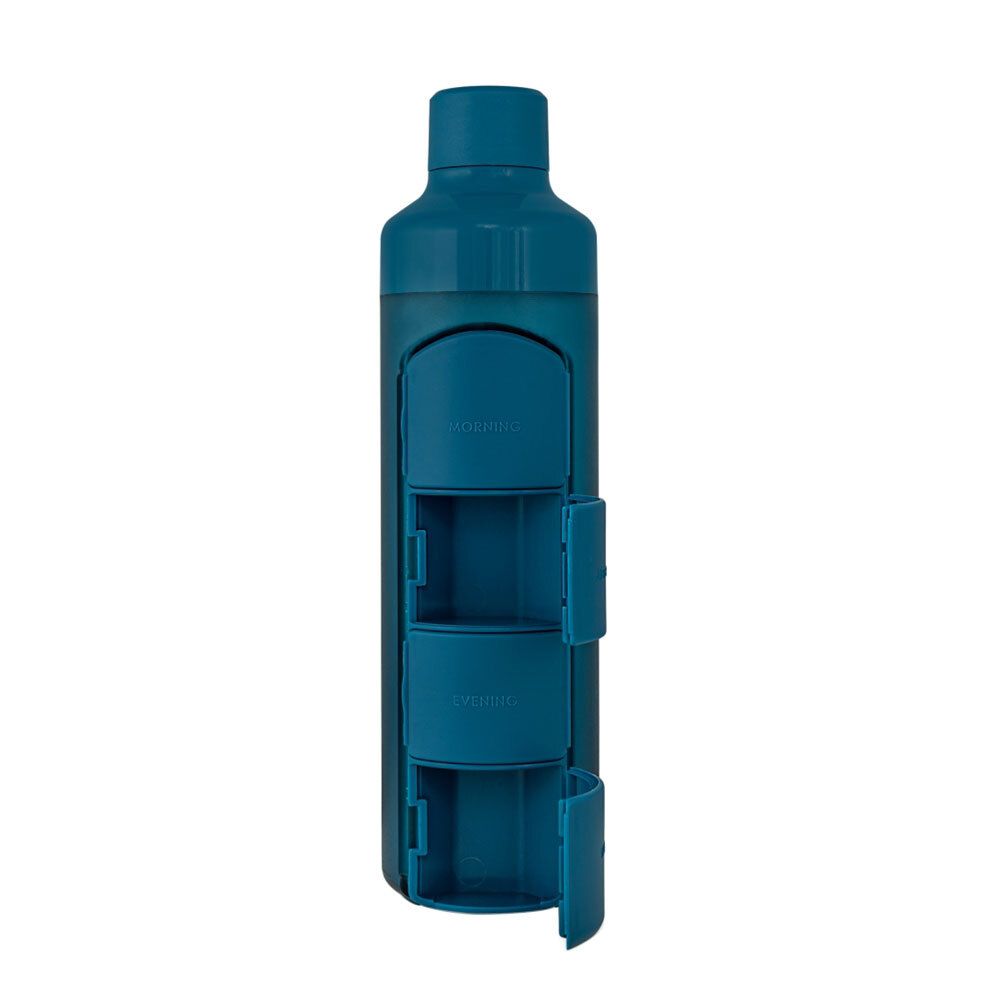 YOS Bottle avec distributeur de comprimés 1 jour bleu