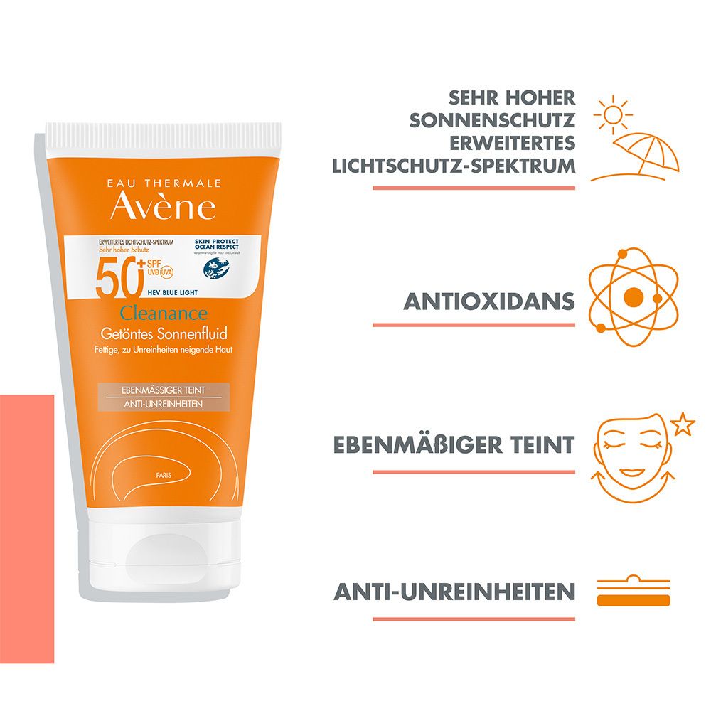 Avène Cleanance Getöntes Sonnenfluid LSF 50+ - für fettige unreine Haut