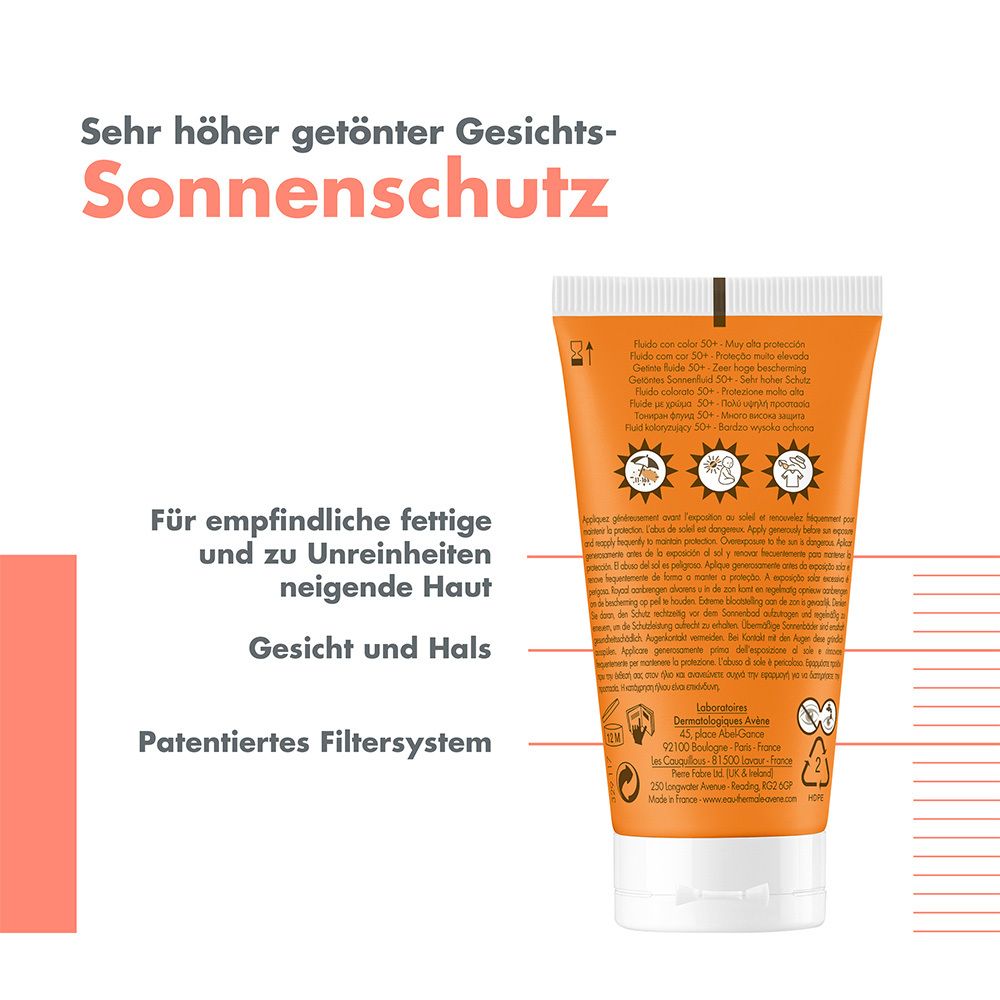 Avène Cleanance Getöntes Sonnenfluid LSF 50+ - für fettige unreine Haut