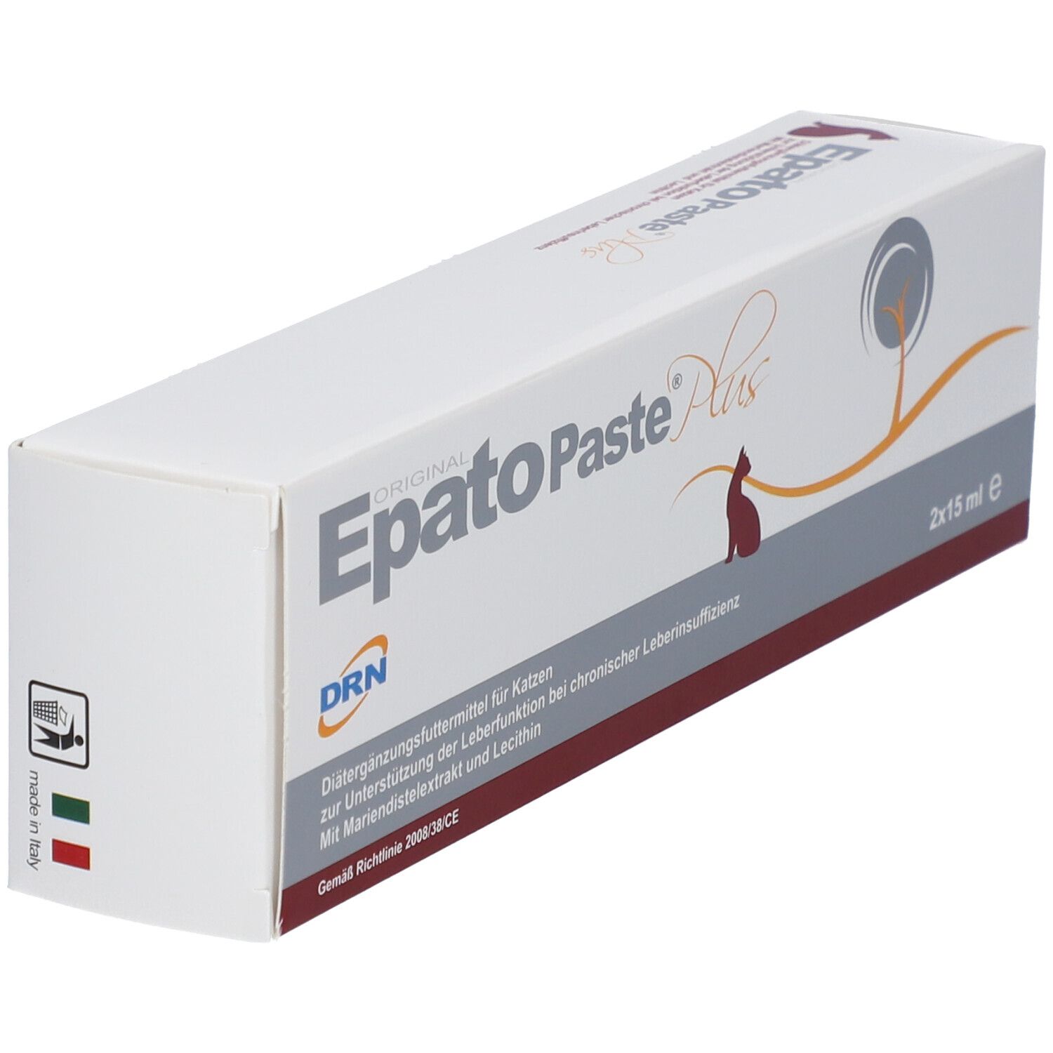 DRN Epato Paste Plus Ergänzungsfuttermittel für Katzen, 2x15 ml Tuben.