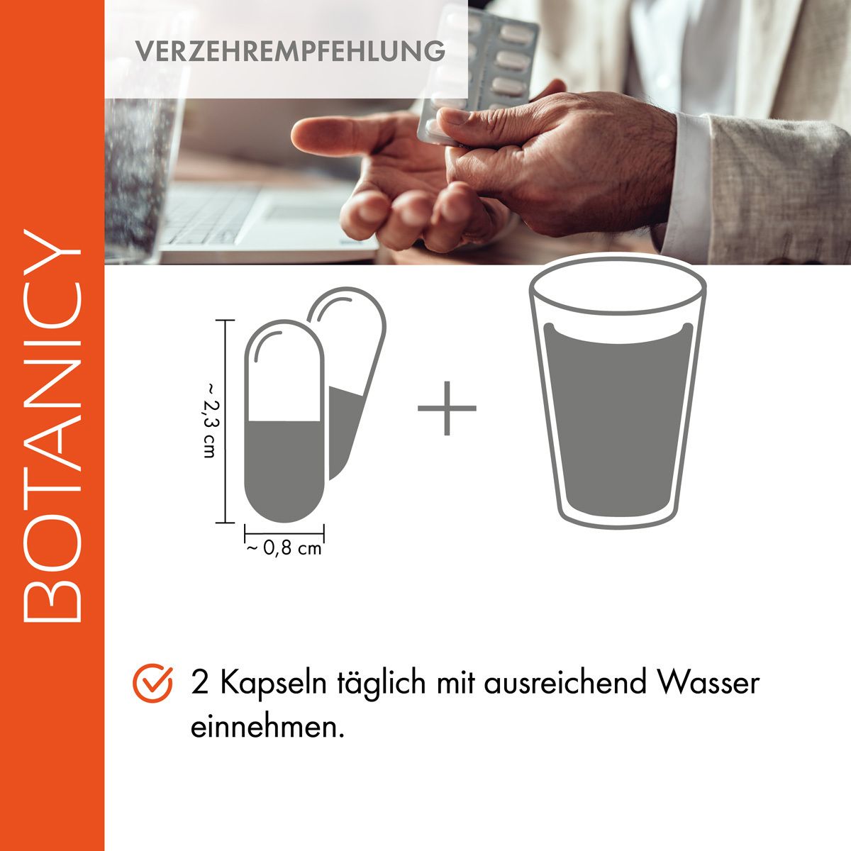 Gélule avec ingrédients: Vitamine C, E, Zinc, Manganèse, B6, Sélénium, B12, PHOSPHOcomplex, Chardon-Marie, Choline.