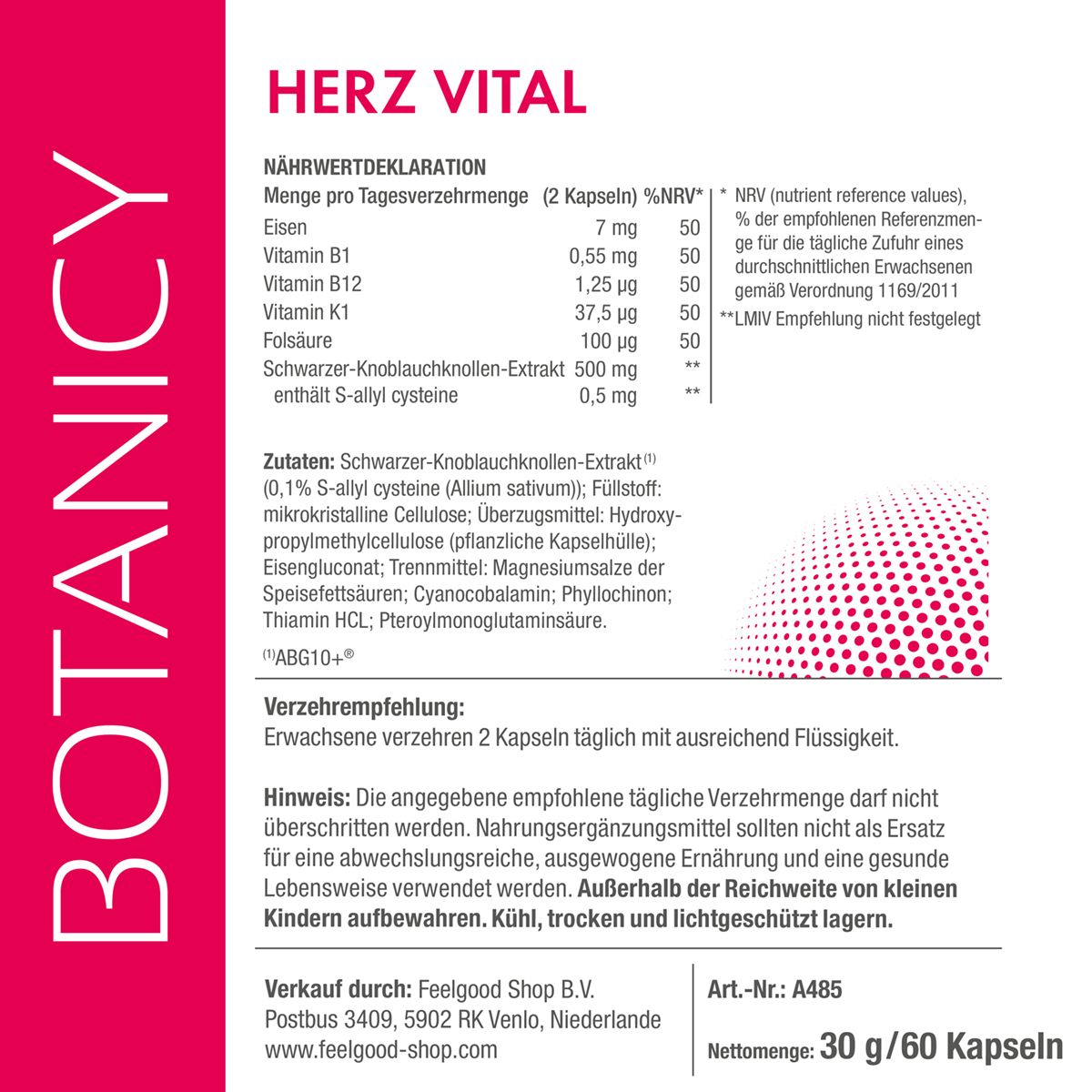 BOTANICY Herz Vital Schwarzer Knoblauch