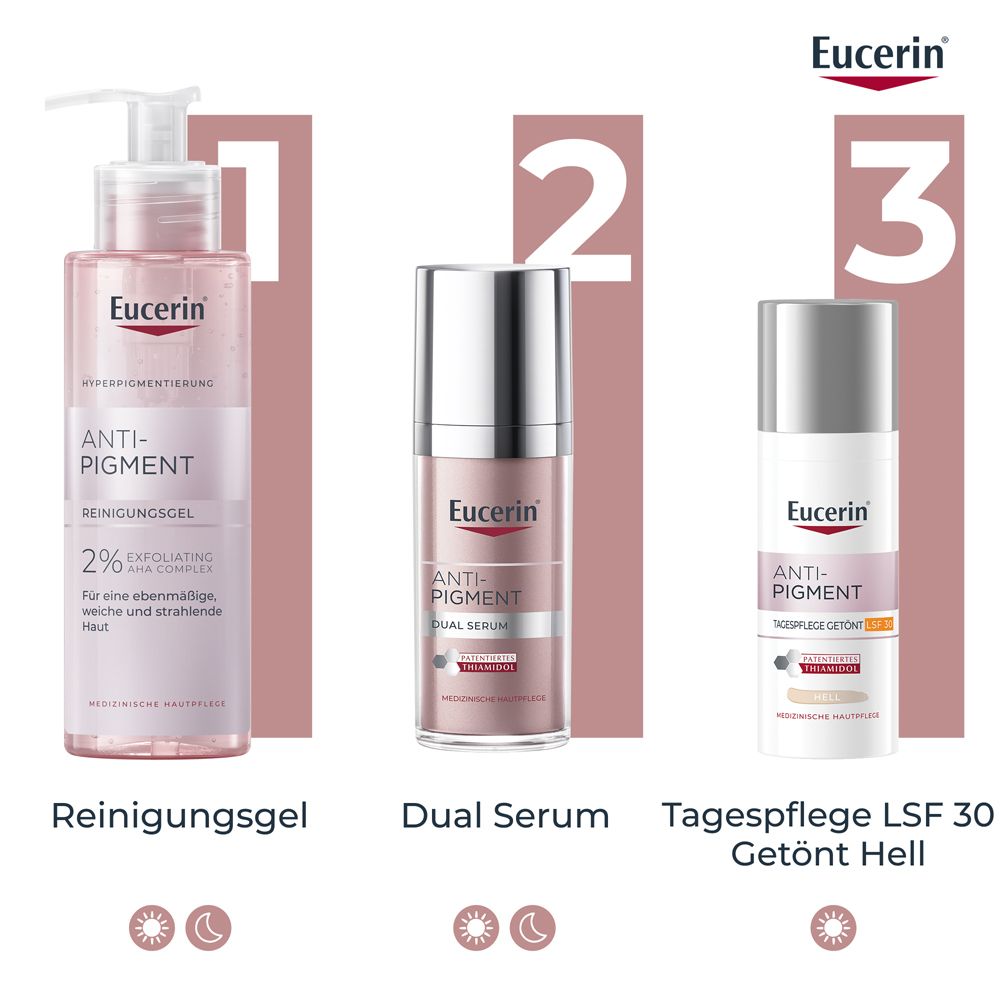 Eucerin Anti-Pigment Tagescreme mit Thiamidol®, schnell einziehende, getönte Antipigmentcreme mit LSF 30, hell