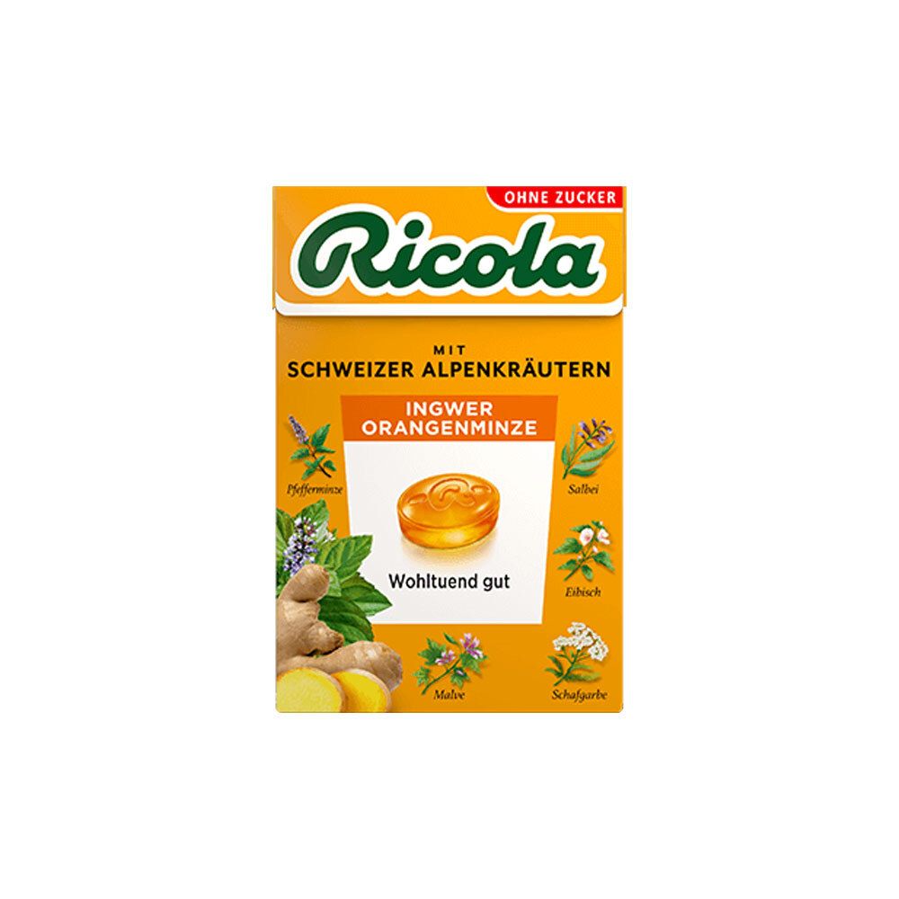 RICOLA Bonbons au gingembre et à la menthe orange