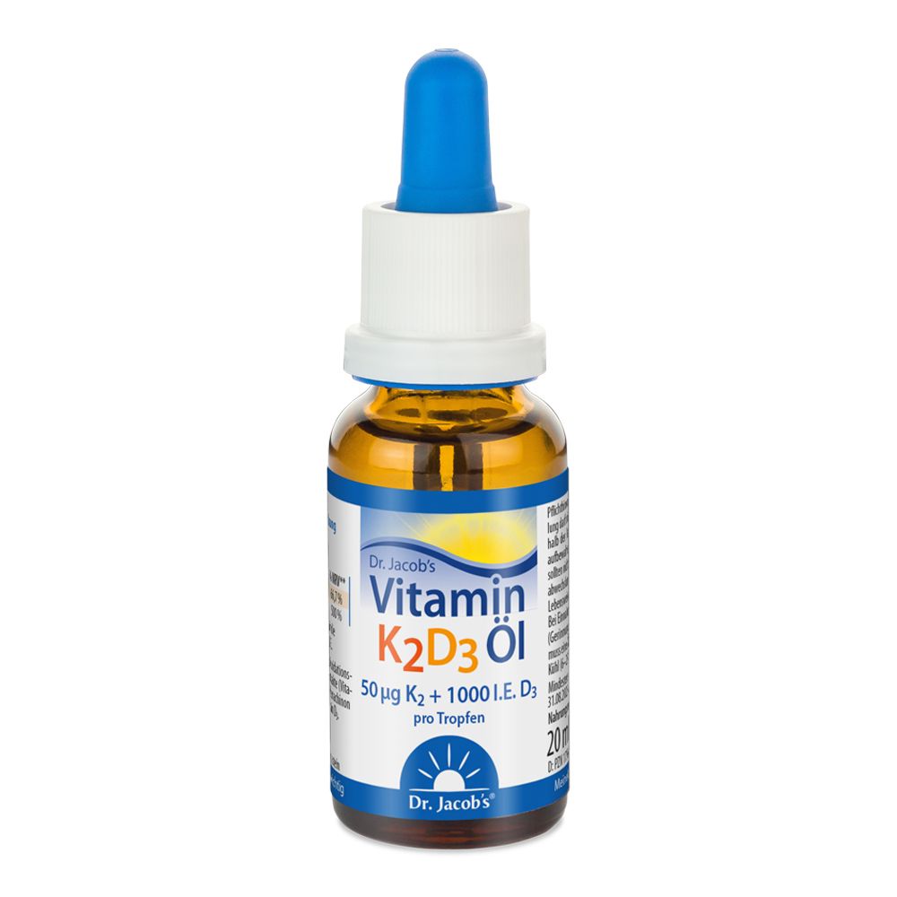 Dr. Jacob's Vitamin K2D3 Öl 1000 IE/50 mcg D3+K2 640 Tropfen vegetarisch
