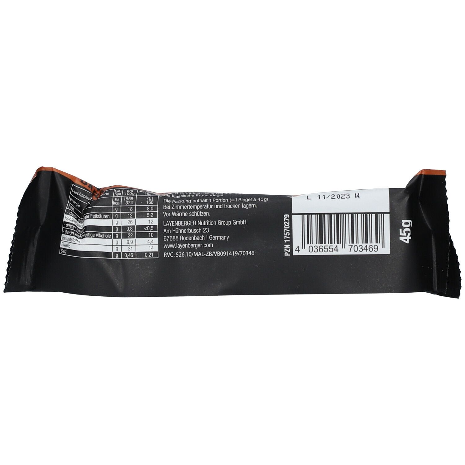 LAYENBERGER® Barres hyperprotéinées Crunchy Chocolat noir