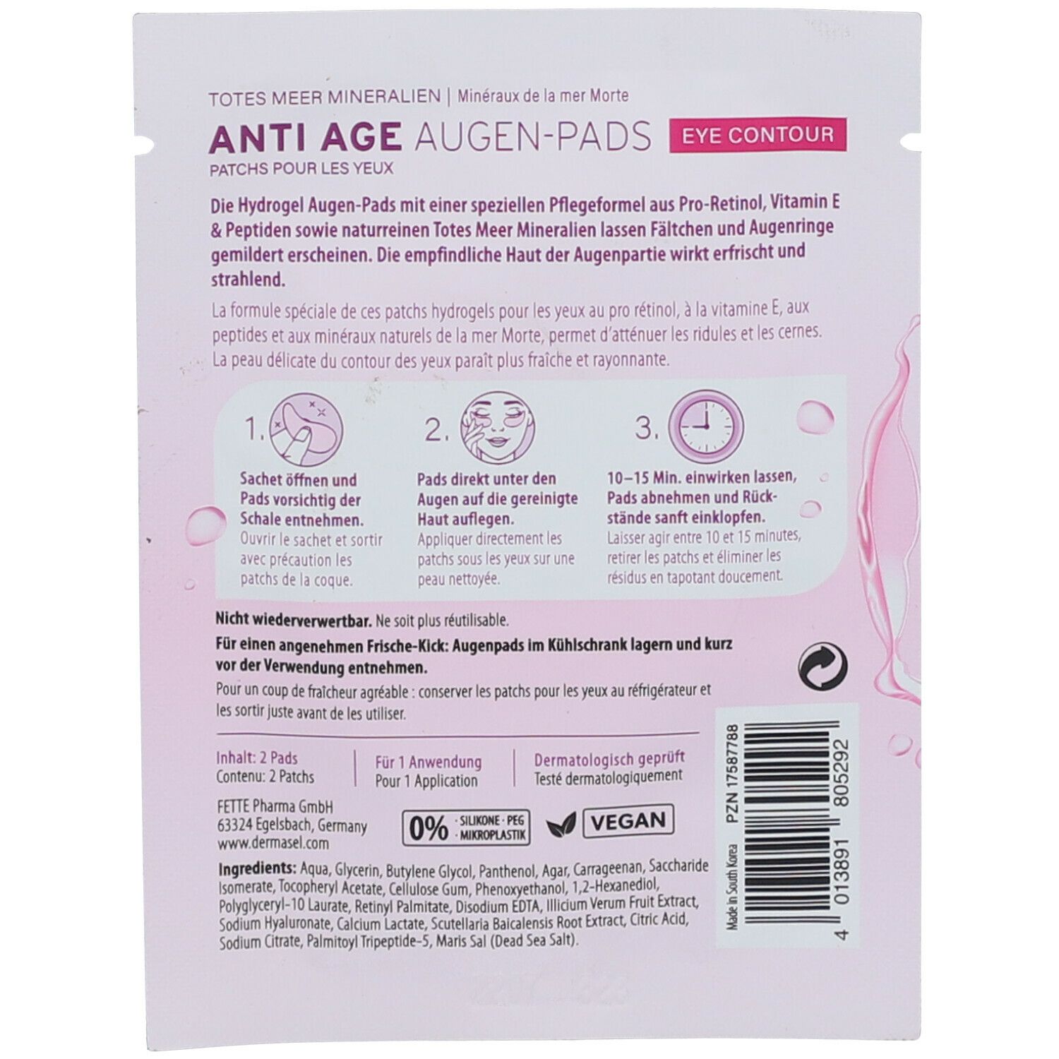 DERMASEL® Mer Morte Anti-Age Pads pour les yeux