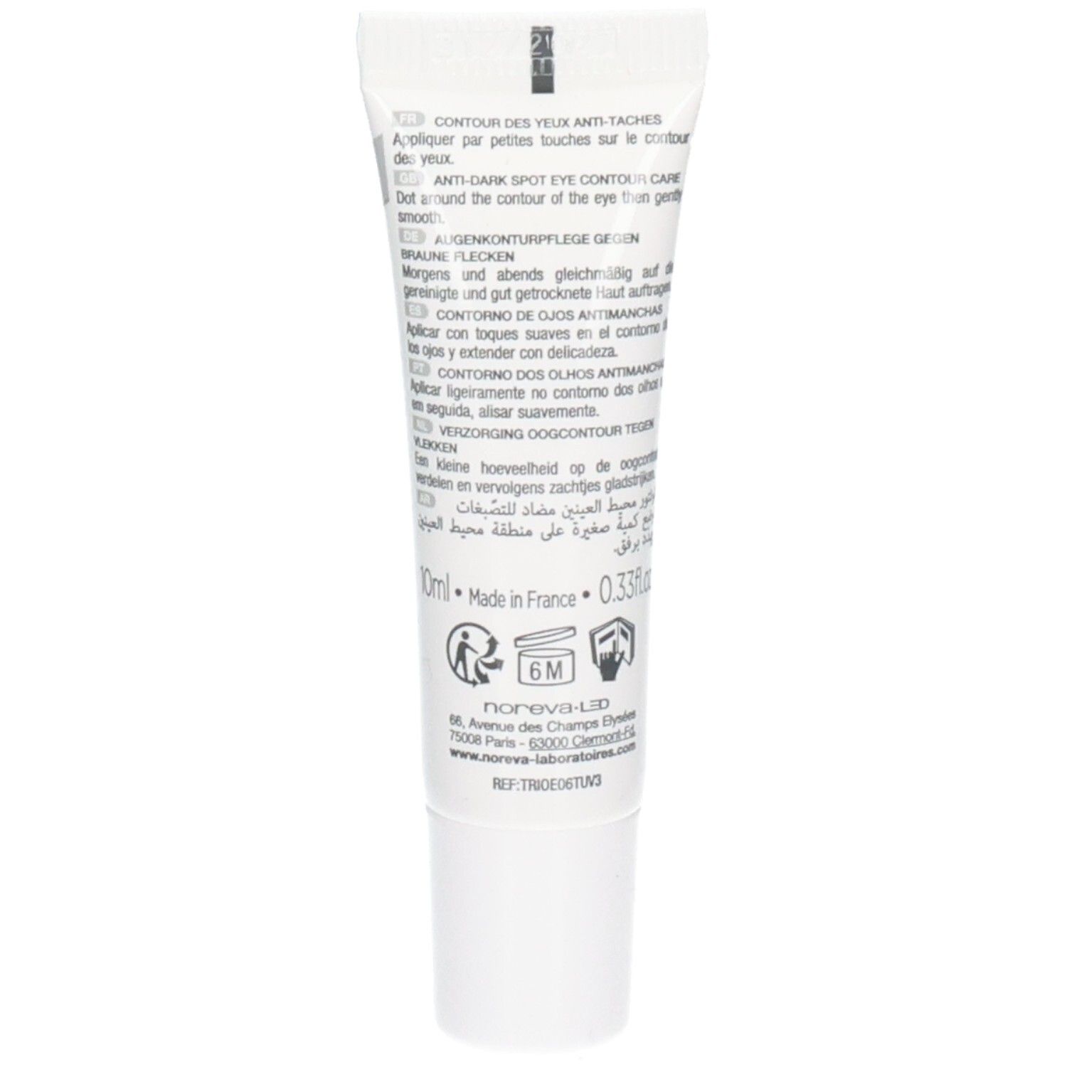 Tube Noreva Laboratoires Trio White XP Contour des Yeux, 10ml, 6 mois après ouverture.