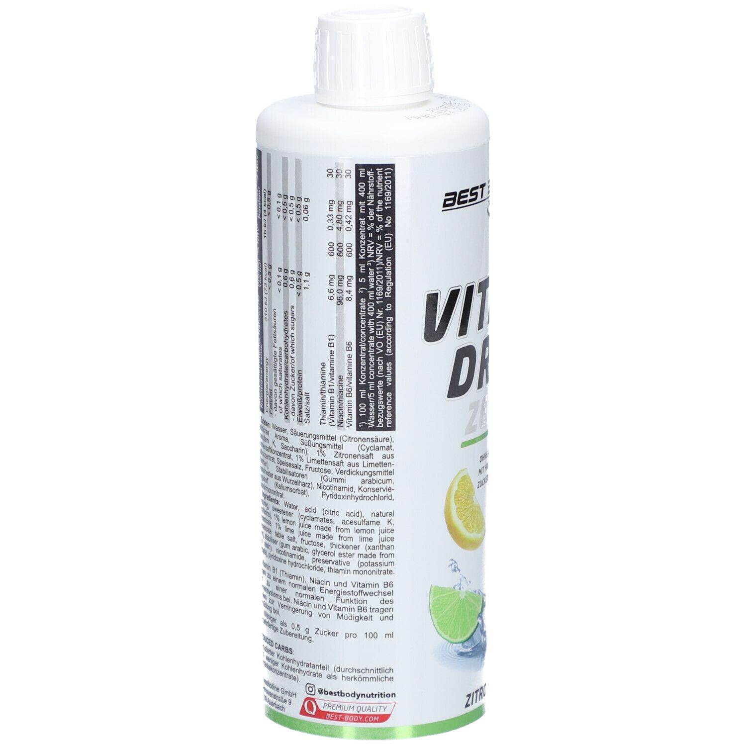 BEST BODY NUTRITION Vital Drink Zerop 1:80 - Citron & Citron vert