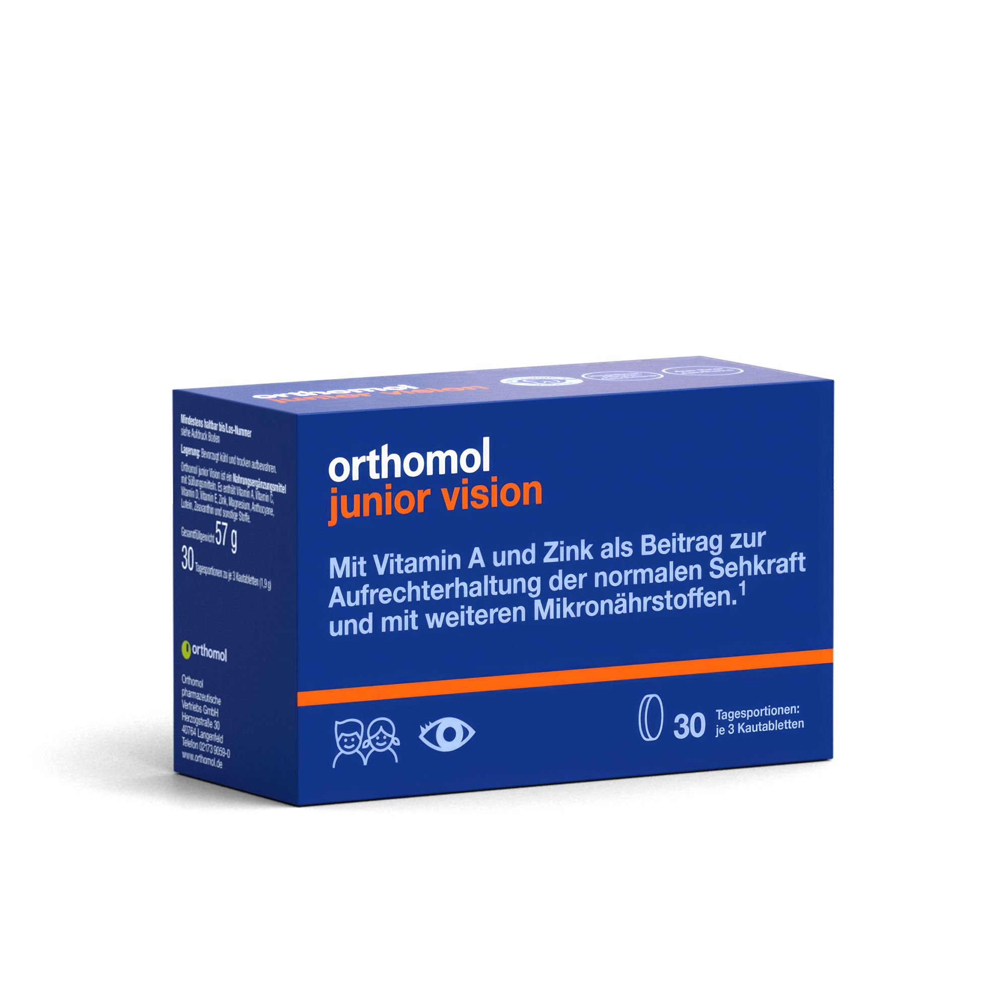 Orthomol junior Vision - Micronutriments pour le maintien de la vision chez les enfants - avec vitamine A et zinc - comprimés à mâcher