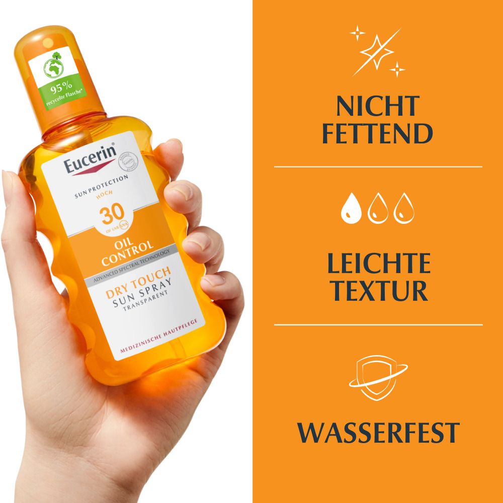 Eucerin® Oil Control Sun Spray Transparent LSF 30 – Sonnenschutzspray mit leichter Textur, auch für zu Akne neigende Haut