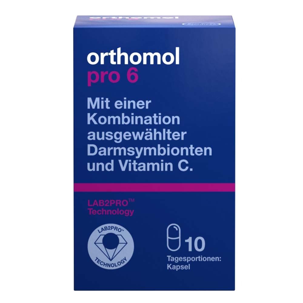 ORTHOMOL Pro 6 Combinaison de symbiotes intestinaux sélectionnés et de vitamine C