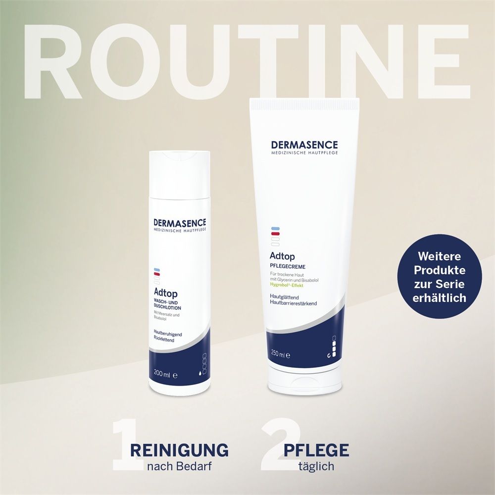 Dermasence Adtop Wasch-Gel (200ml) und Dermasence Adtop Pflegesalbe (250ml).