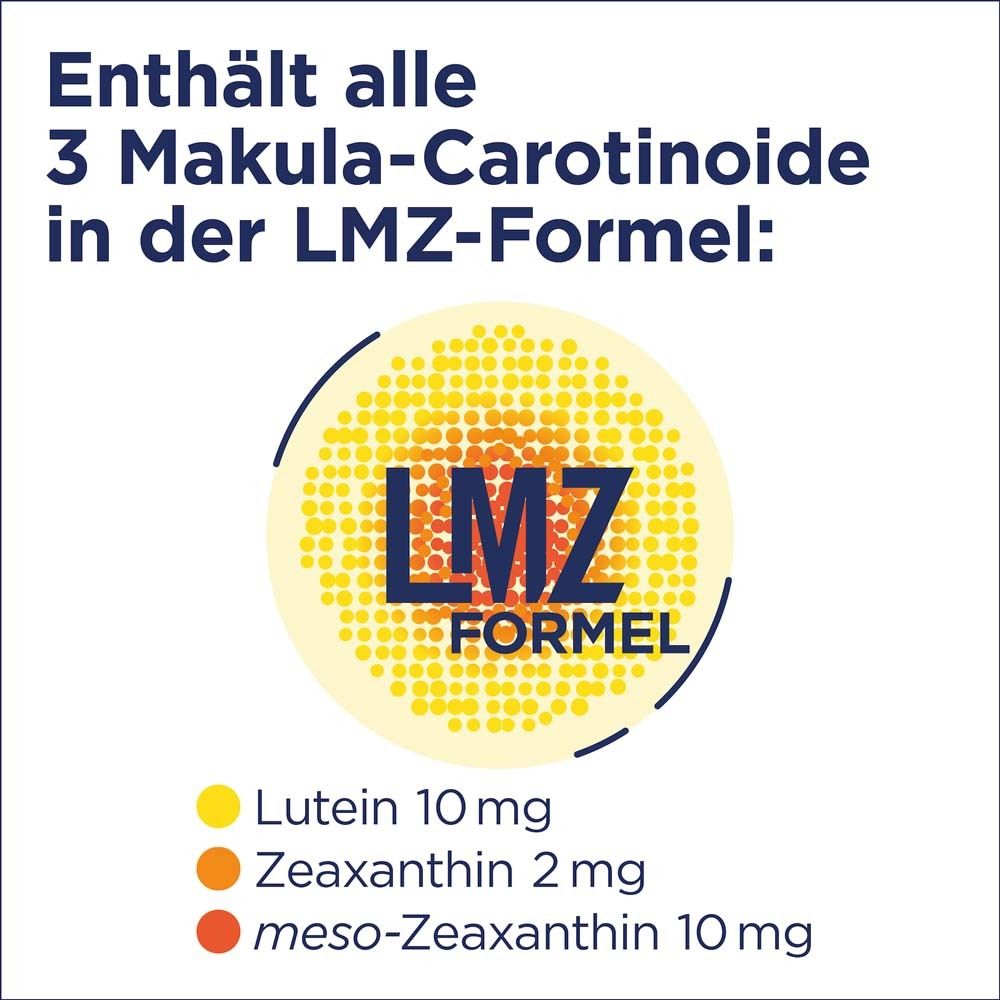 Graphique avec formule LMZ. Contient lutéine, zéaxanthine et méso-zéaxanthine.