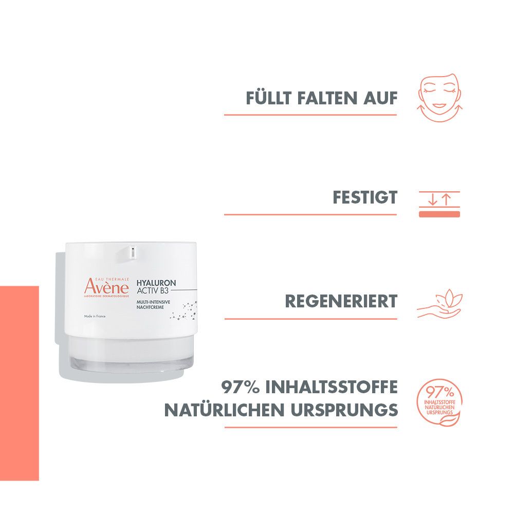 AVÈNE Hyaluron Activ B3 Crème multi-intensive Nuit - Soin anti-âge anti-rides au niacinamide