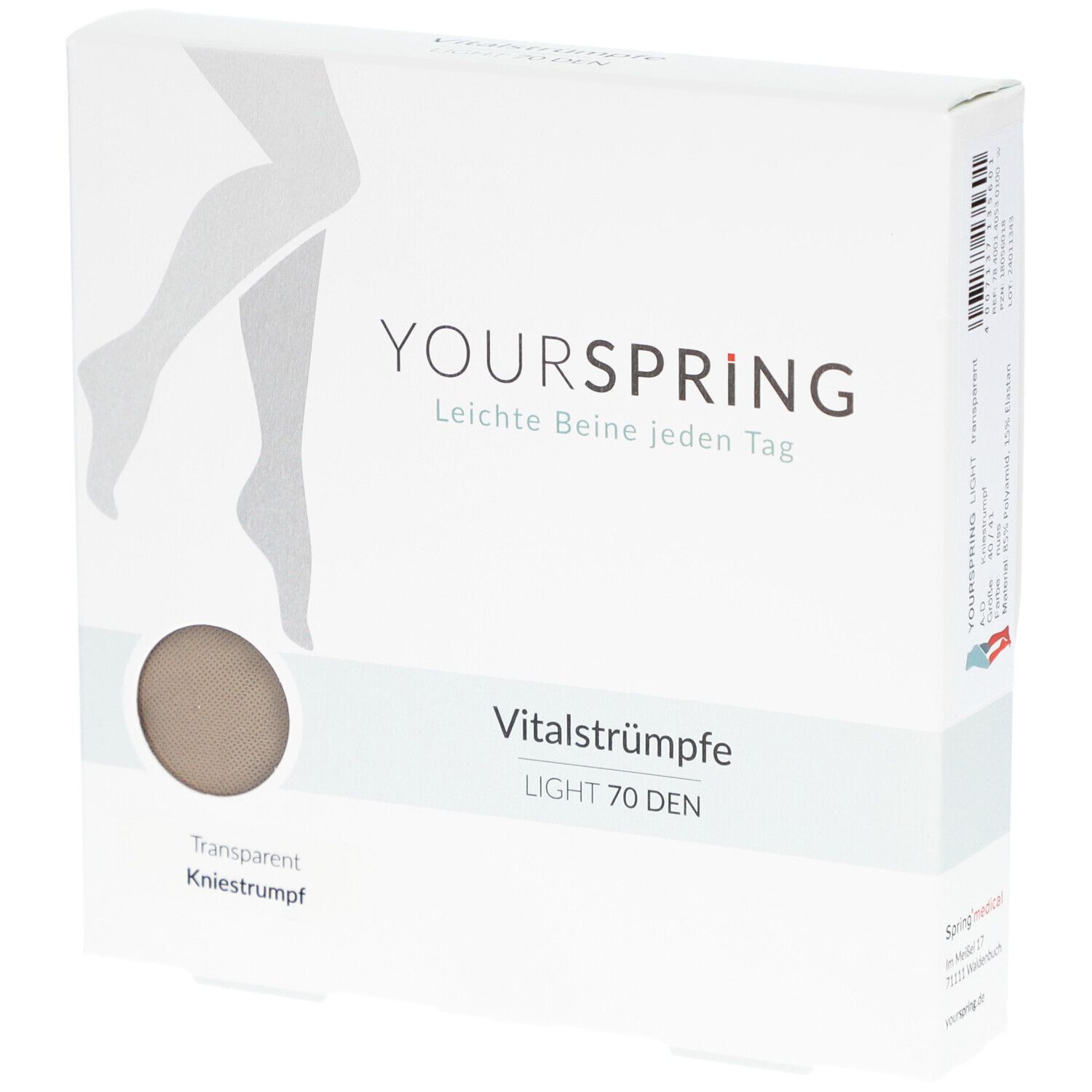 YOURSPRING LIGHT Stützkniestrumpf transparent