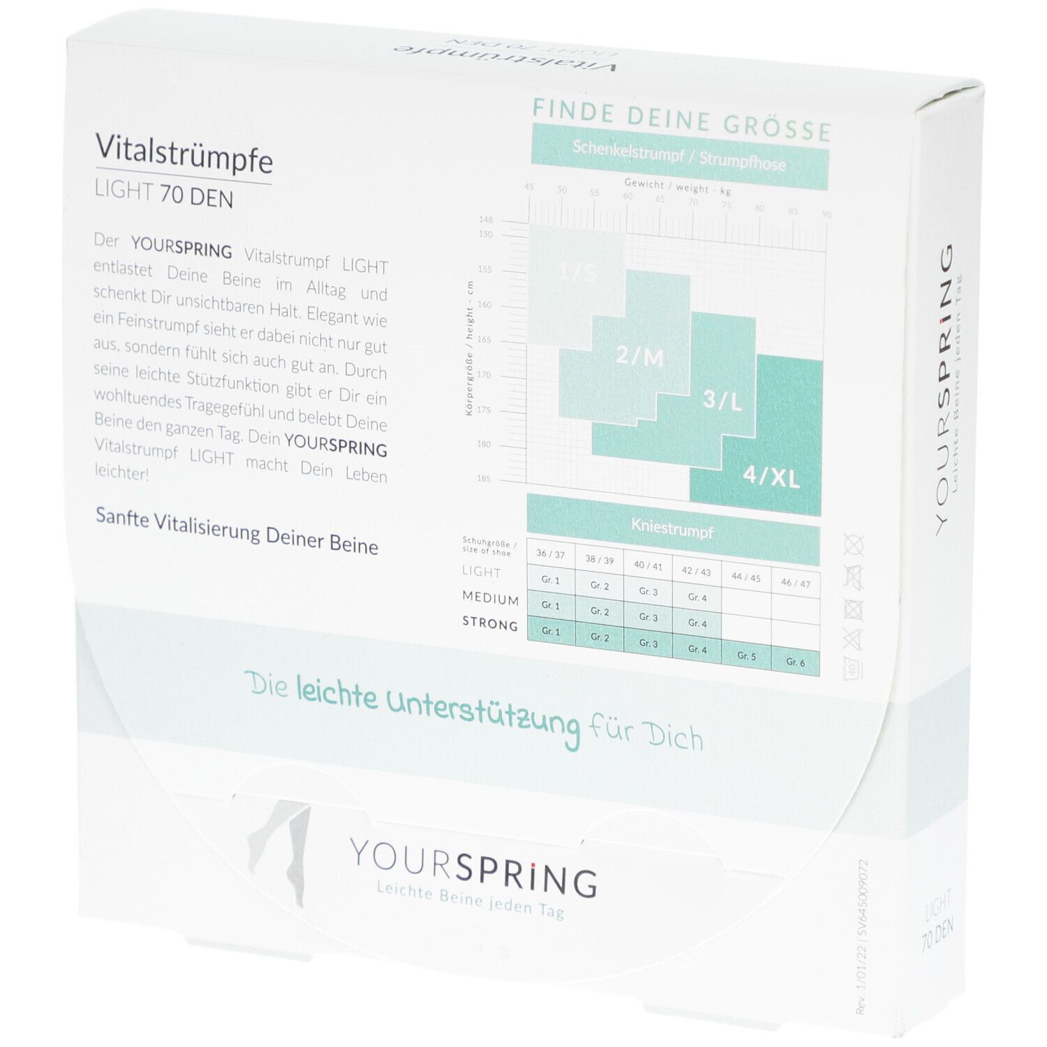 YOURSPRING LIGHT Stützkniestrumpf transparent