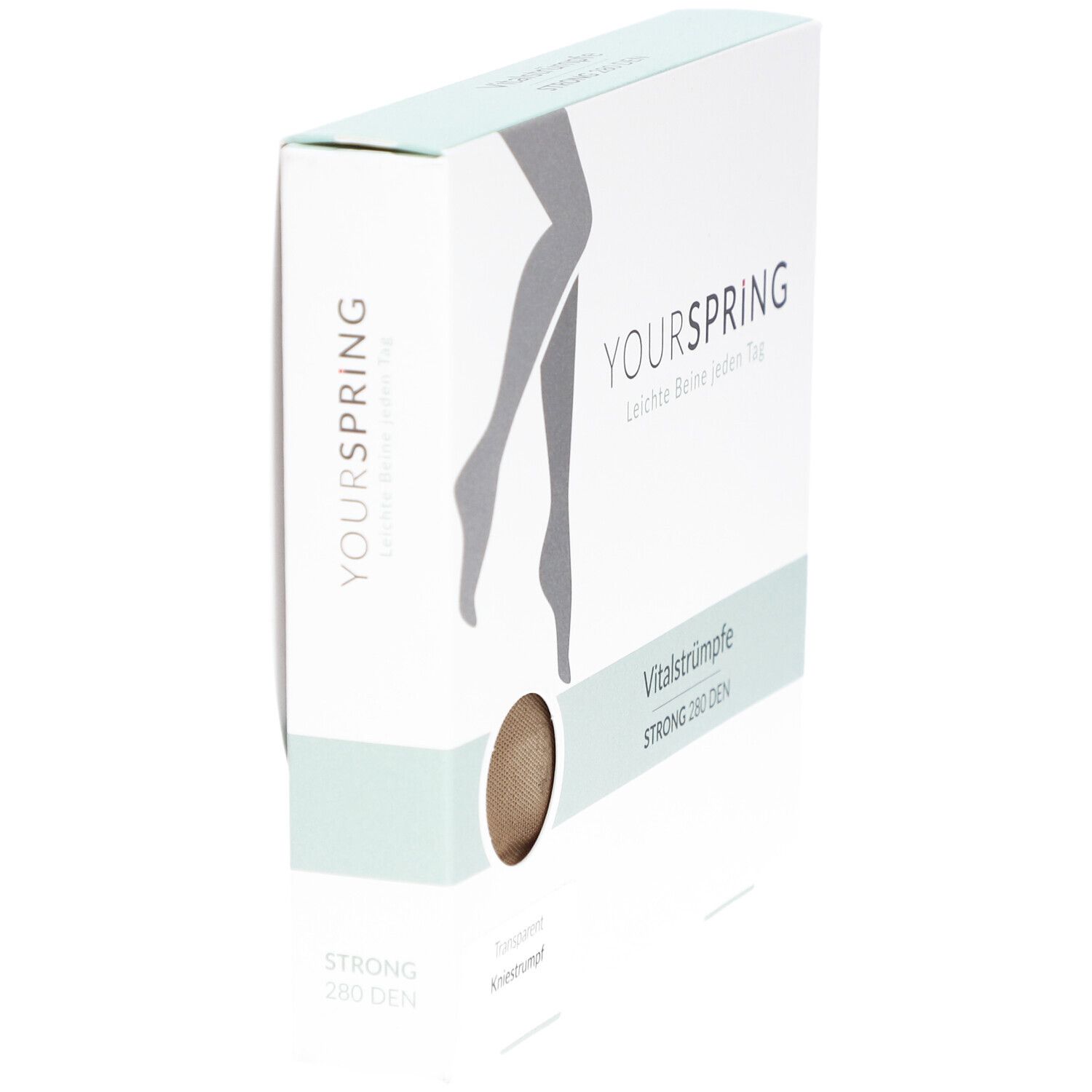 Boîte de bas de contention STRONG 280 DEN. Marque YOURSPRING. Vue latérale.