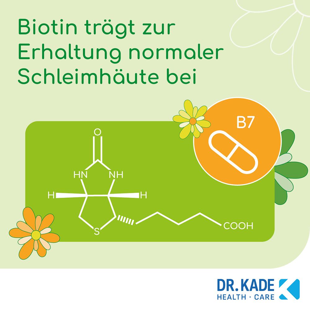 Chemische Struktur von Biotin (B7) in KadeFlora Kapseln.