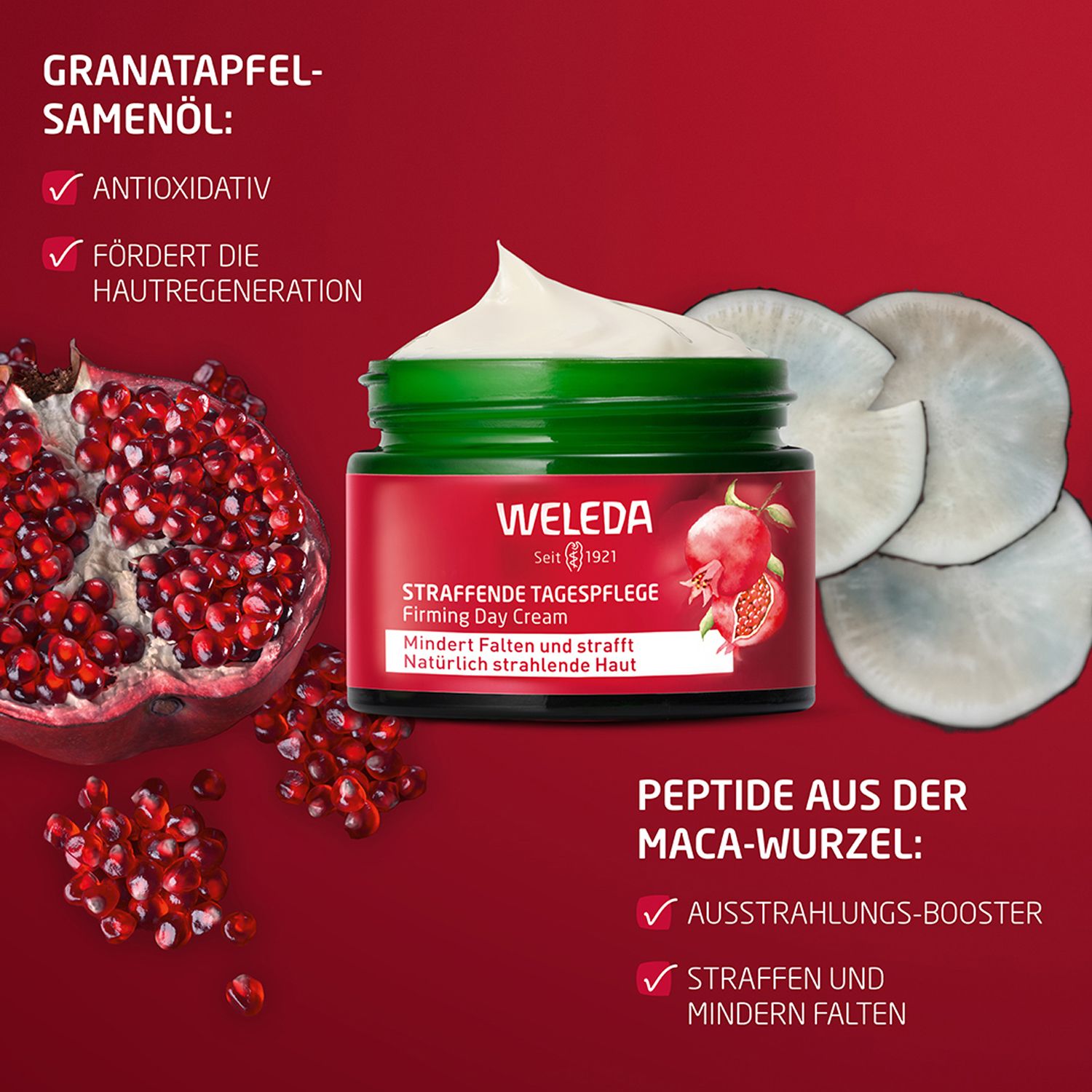 WELEDA Soin de jour raffermissant à la Grenade & aux peptides de Maca - réduit les rides & raffermit