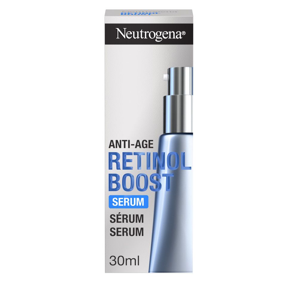 Neutrogena® Retinol Boost Serum. Flacon et emballage. 30ml. Sérum anti-âge.