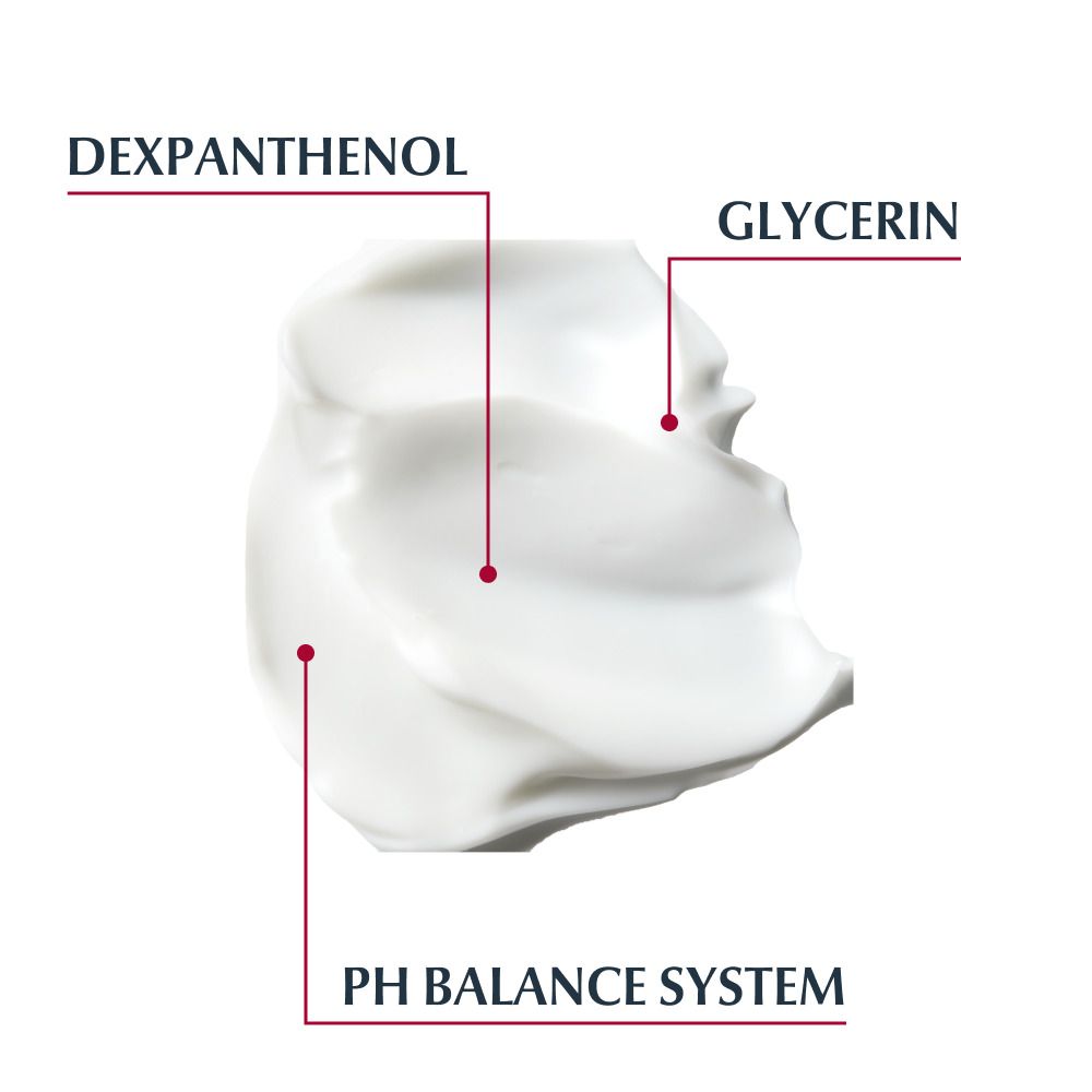 Creme-Textur mit Dexpanthenol, Glycerin und pH Balance System.