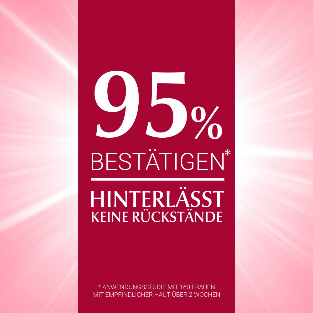 95% bestätigen: hinterlässt keine Rückstände. Anwendungstest mit 160 Frauen mit empfindlicher Haut.