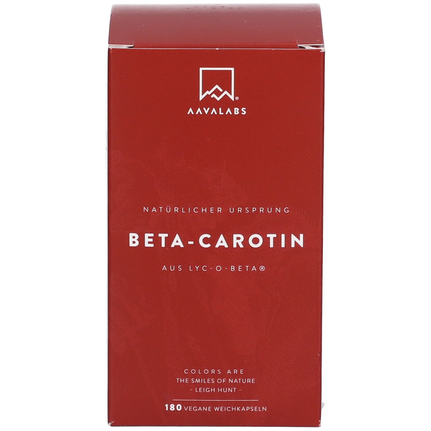 Arrière de l'emballage de bêta-carotène avec informations nutritionnelles et détails du produit.