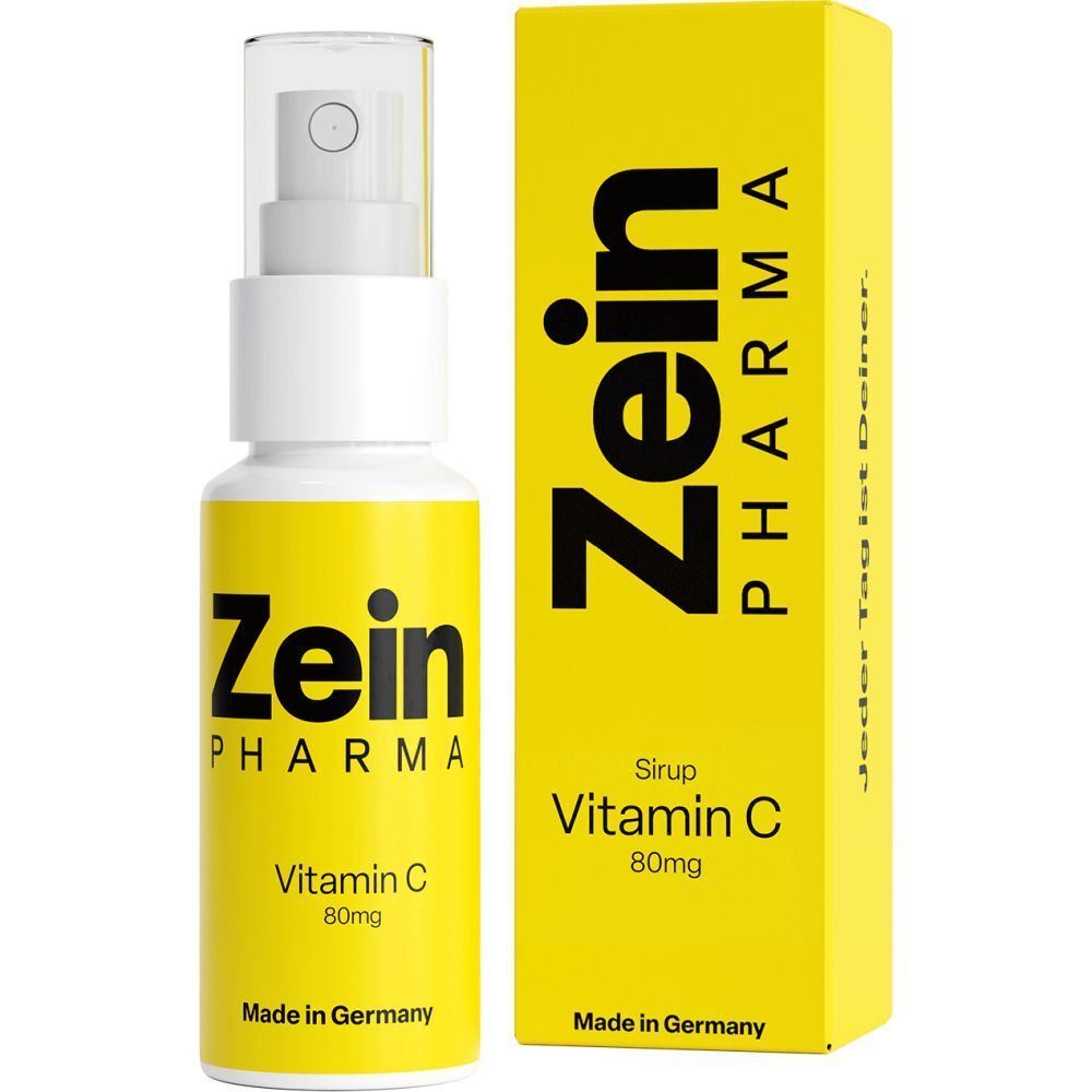 ZeinPharma Sirop Vitamine C 80mg flacon et boîte. Fabriqué en Allemagne.