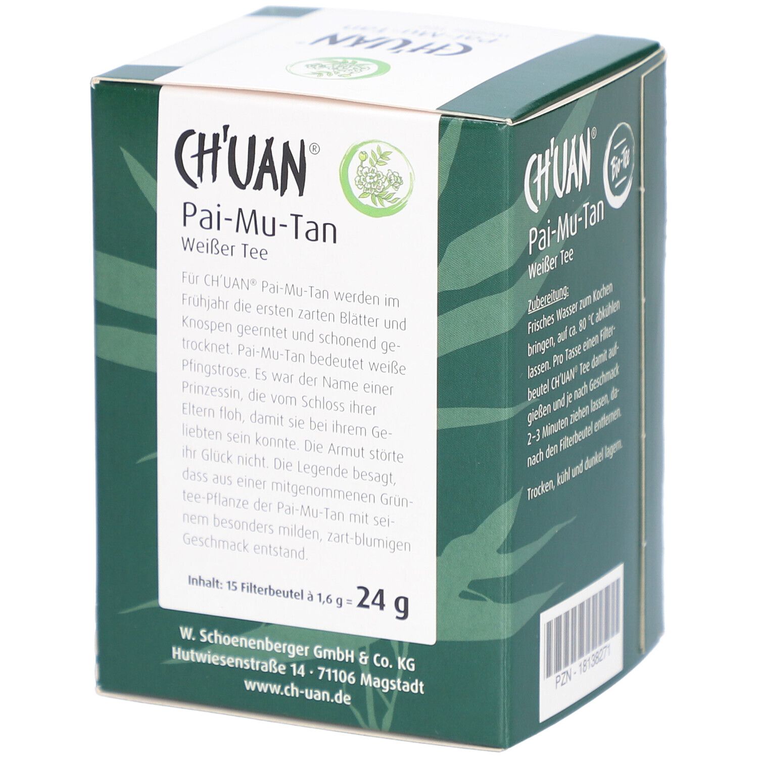 Schoenenberger Ch'uan Pai-Mu-Tan Thé blanc bio - sachets filtres