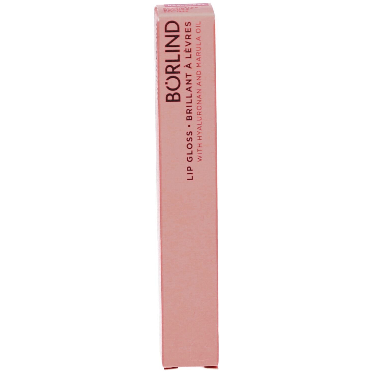 Lipgloss-Tube mit schwarzem Deckel. Rosa schimmernde Textur. Schriftzug: ANNEMARIE BÖRLIND, Lipgloss.