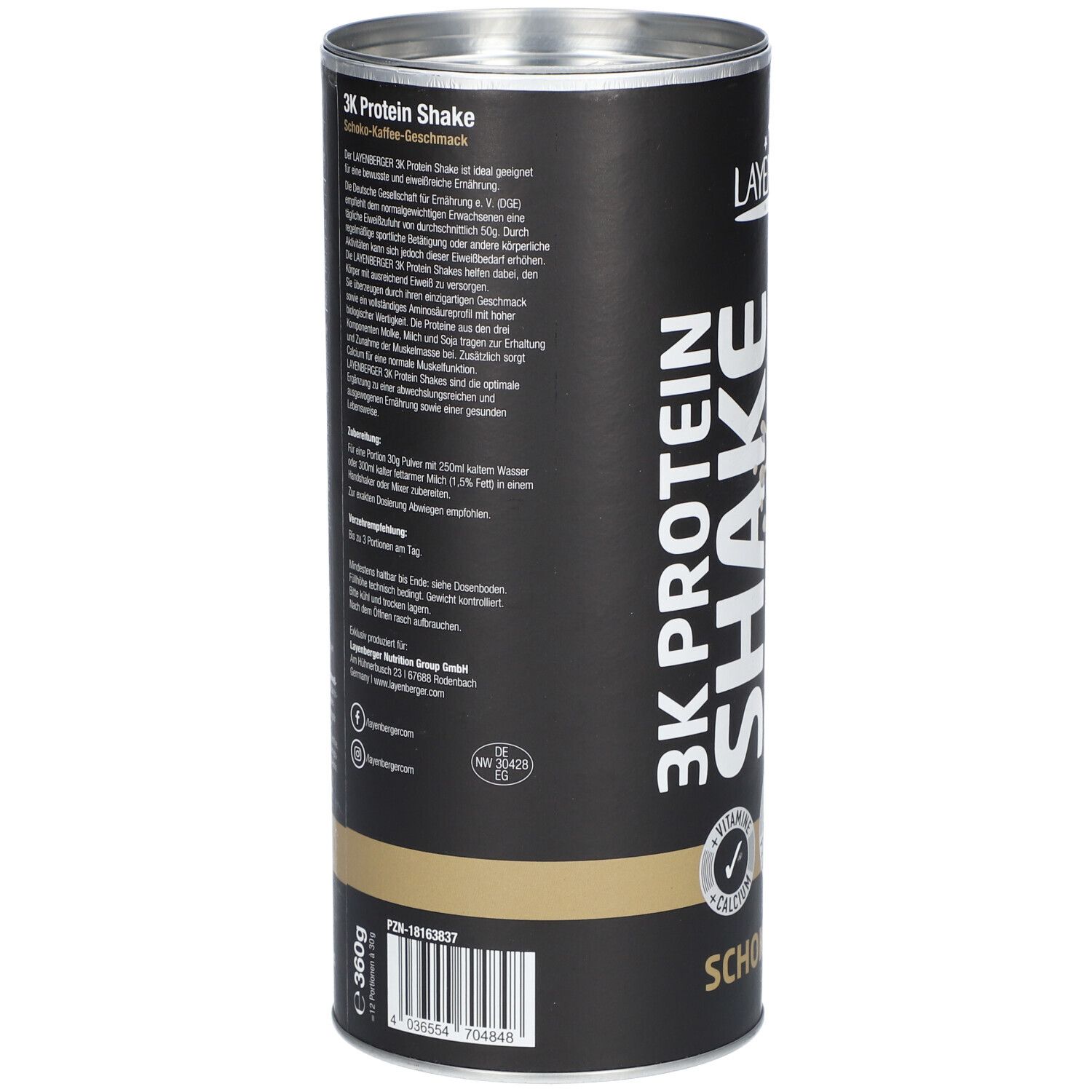 LAYENBERGER® 3K Shake protéiné Chocolat-Café